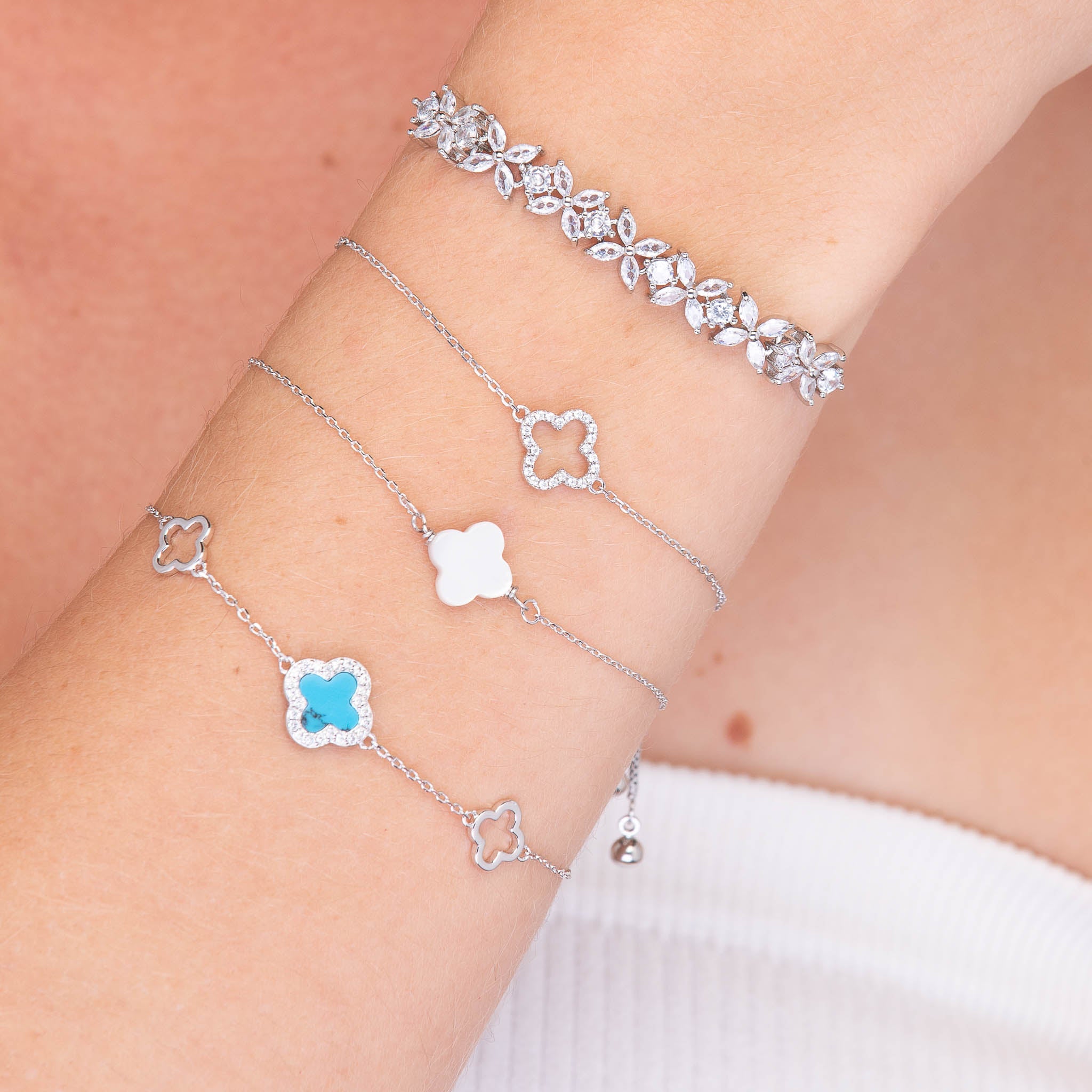 Clover Marquise Tennis Chain Bracelet - Camile & Stone