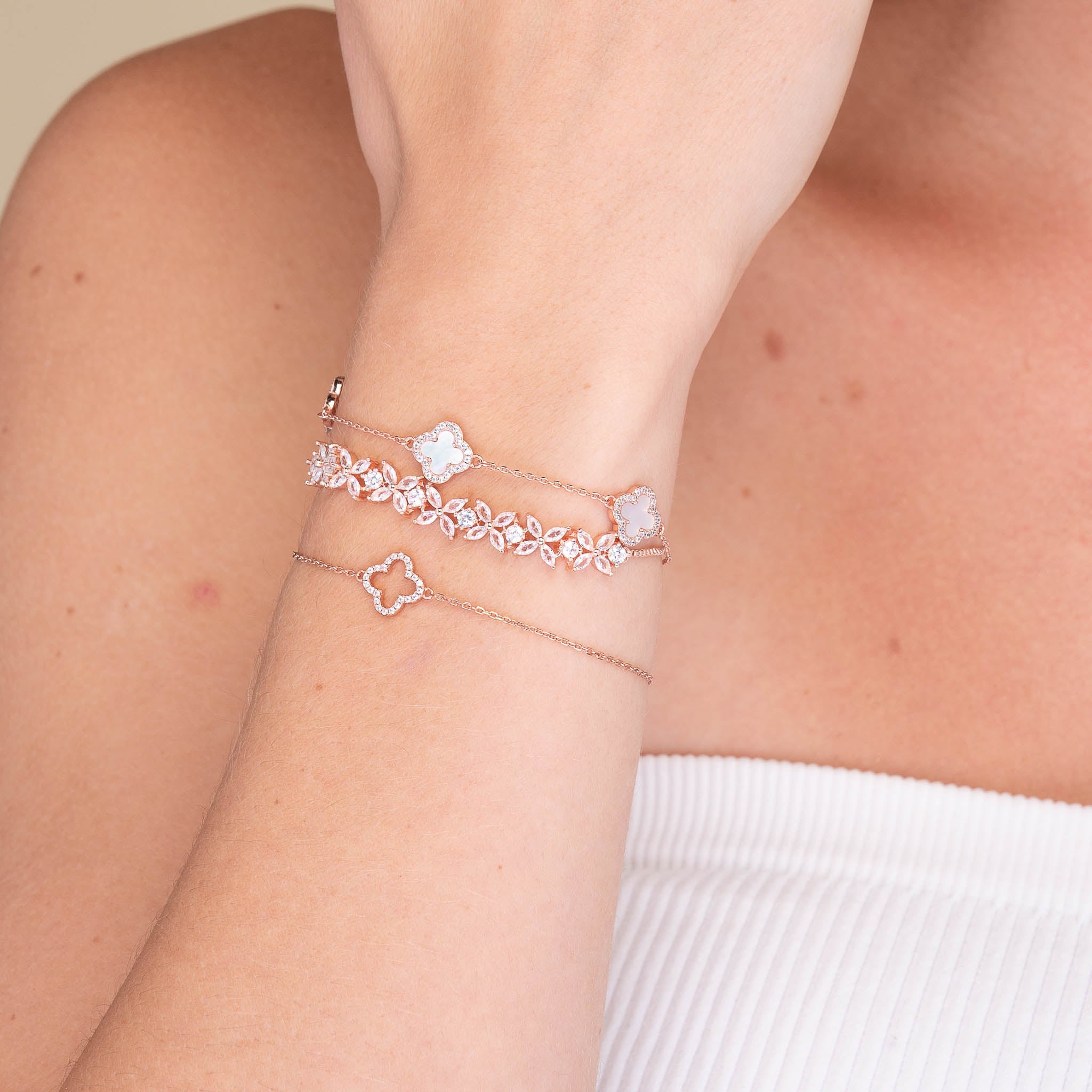 Clover Marquise Tennis Chain Bracelet - Camile & Stone