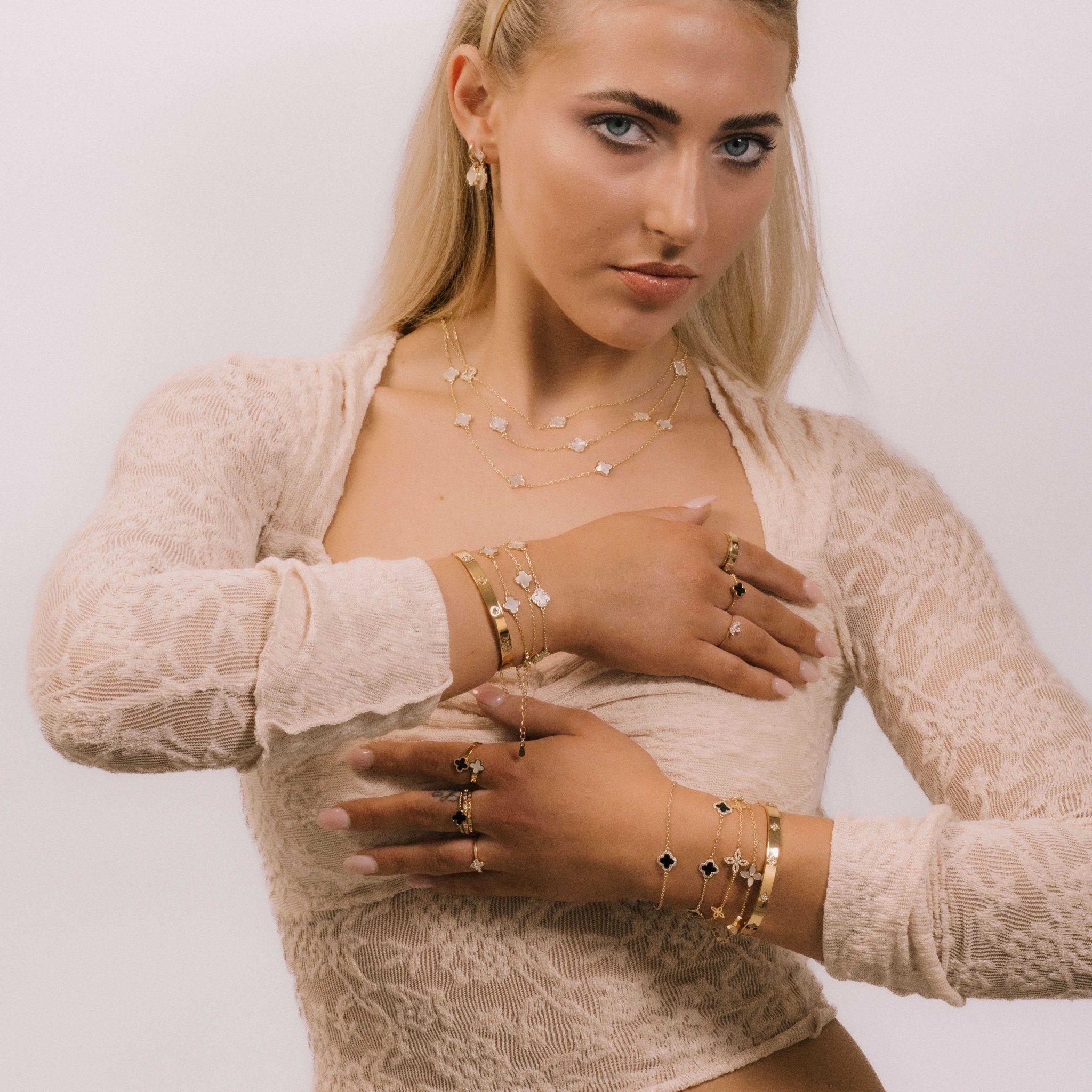 Clover Mother Of Pearl Huggie Earrings - Camile & Stone