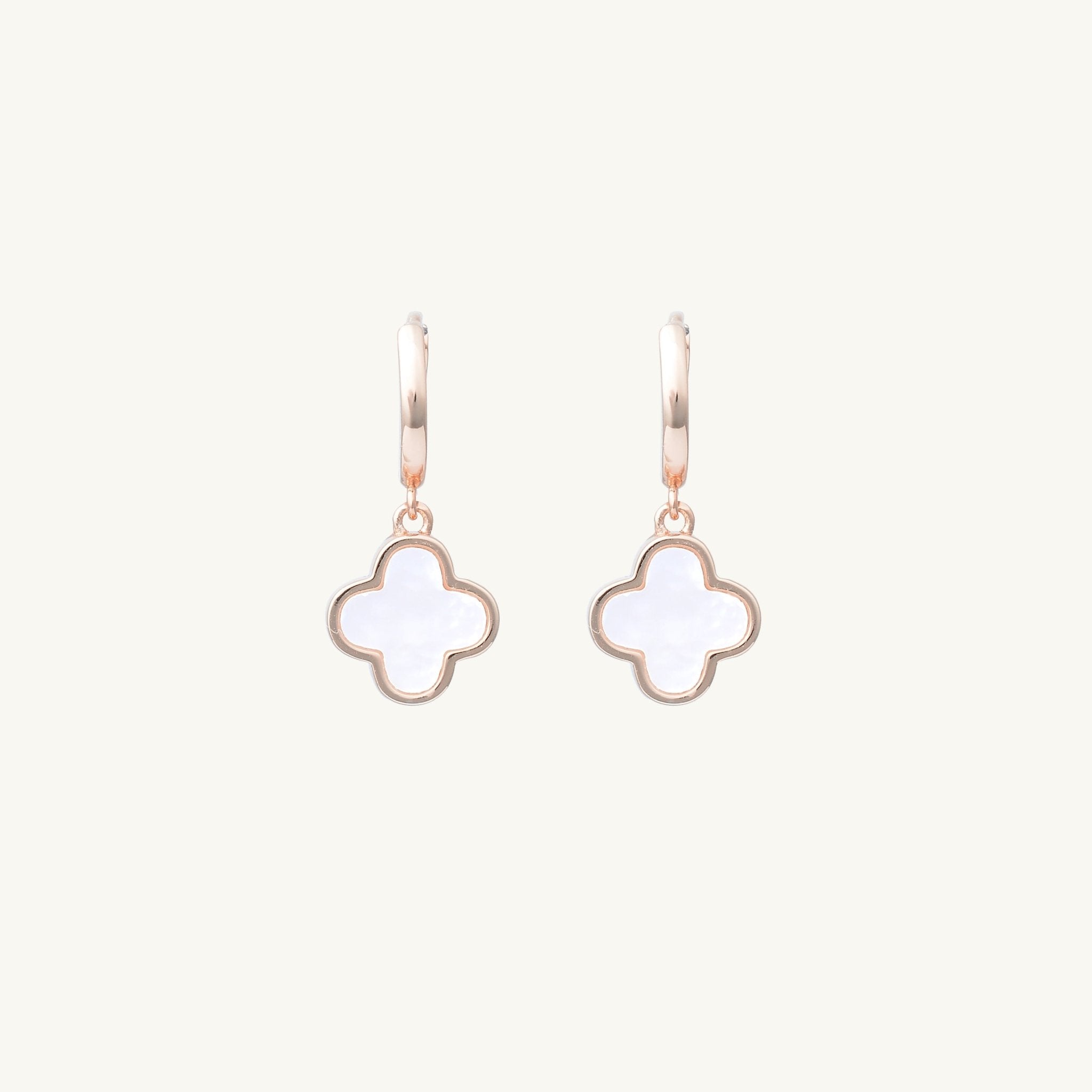 Clover Mother Of Pearl Huggie Earrings - Camile & Stone