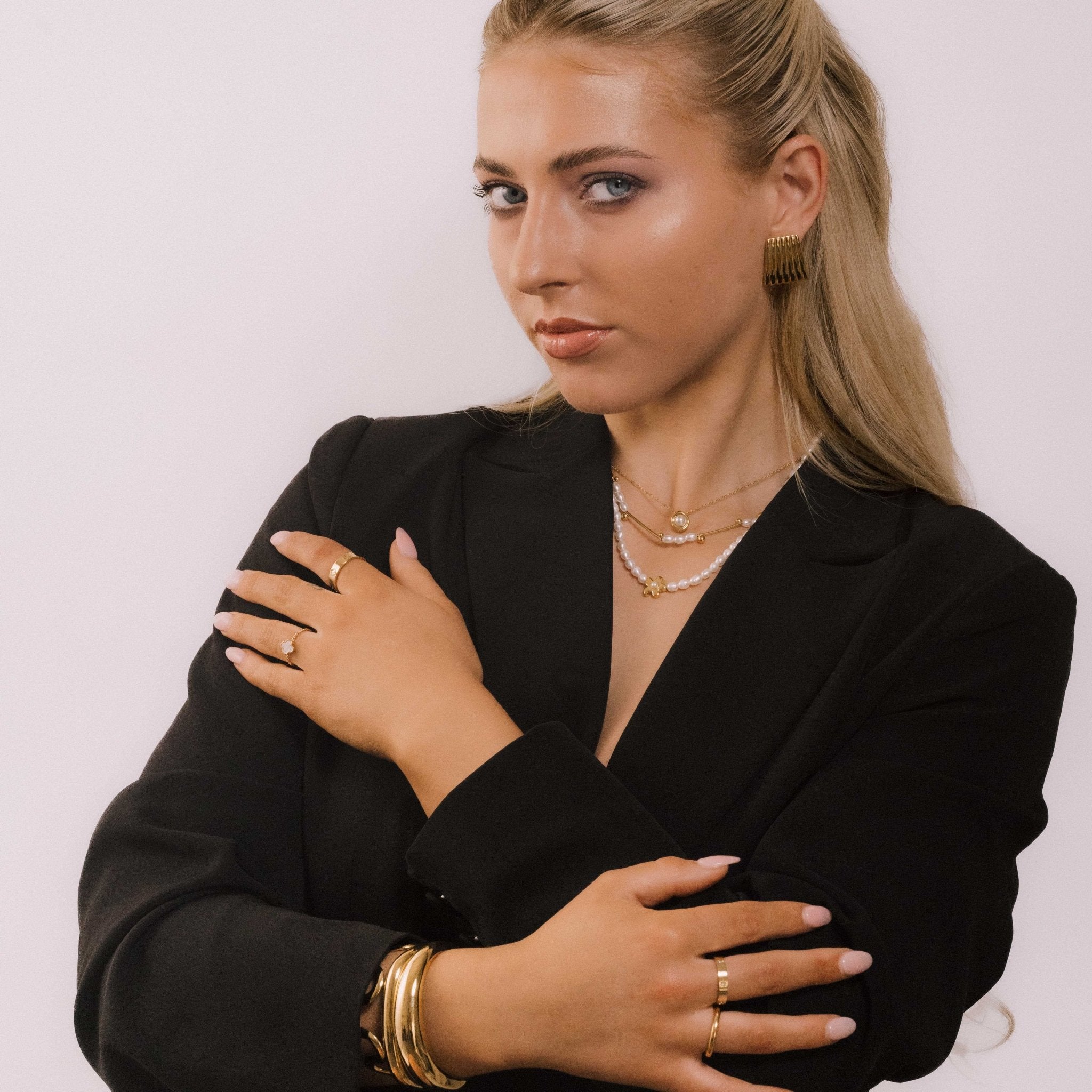 Clover Pearl Twist Stacker Ring - Camile & Stone