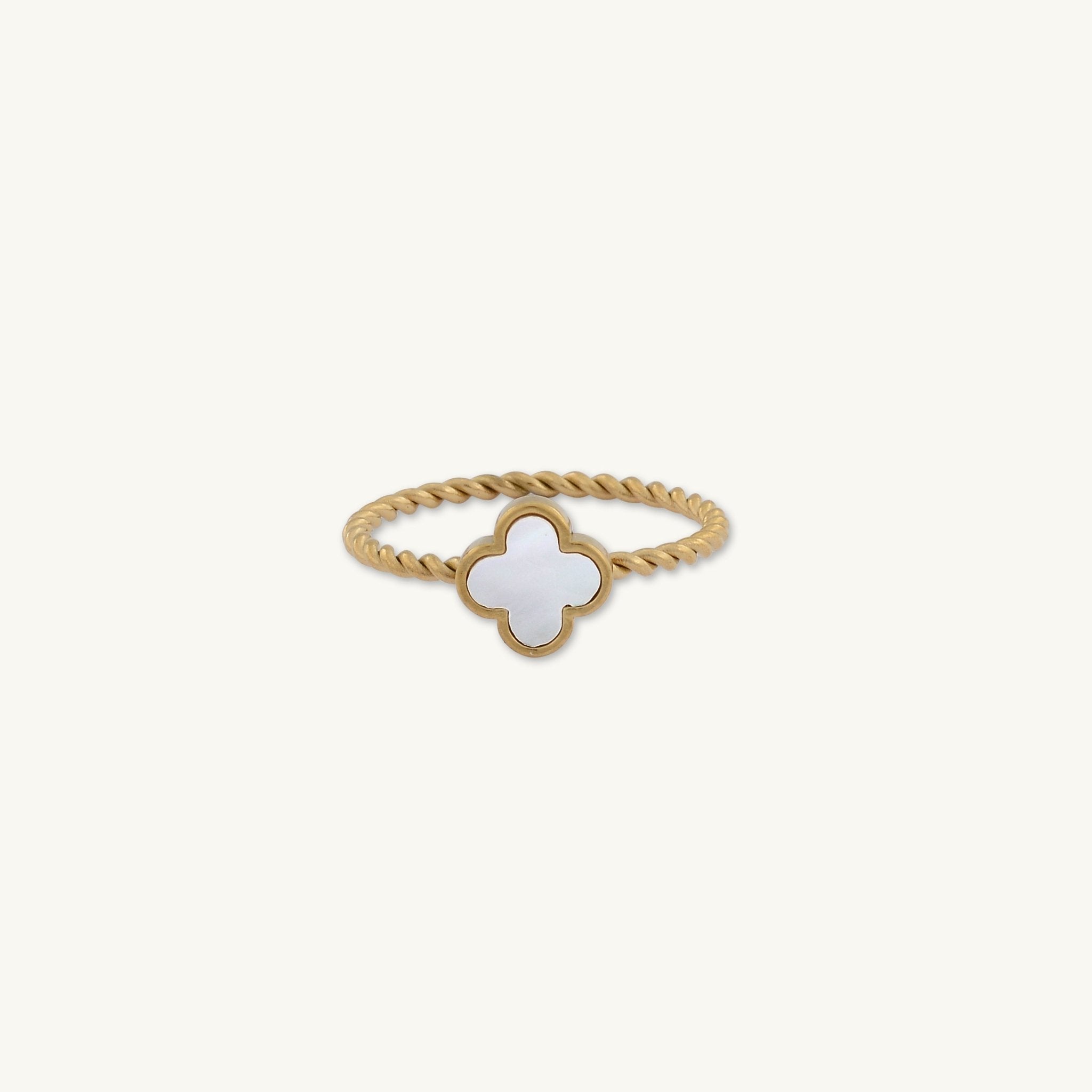 Clover Pearl Twist Stacker Ring - Camile & Stone