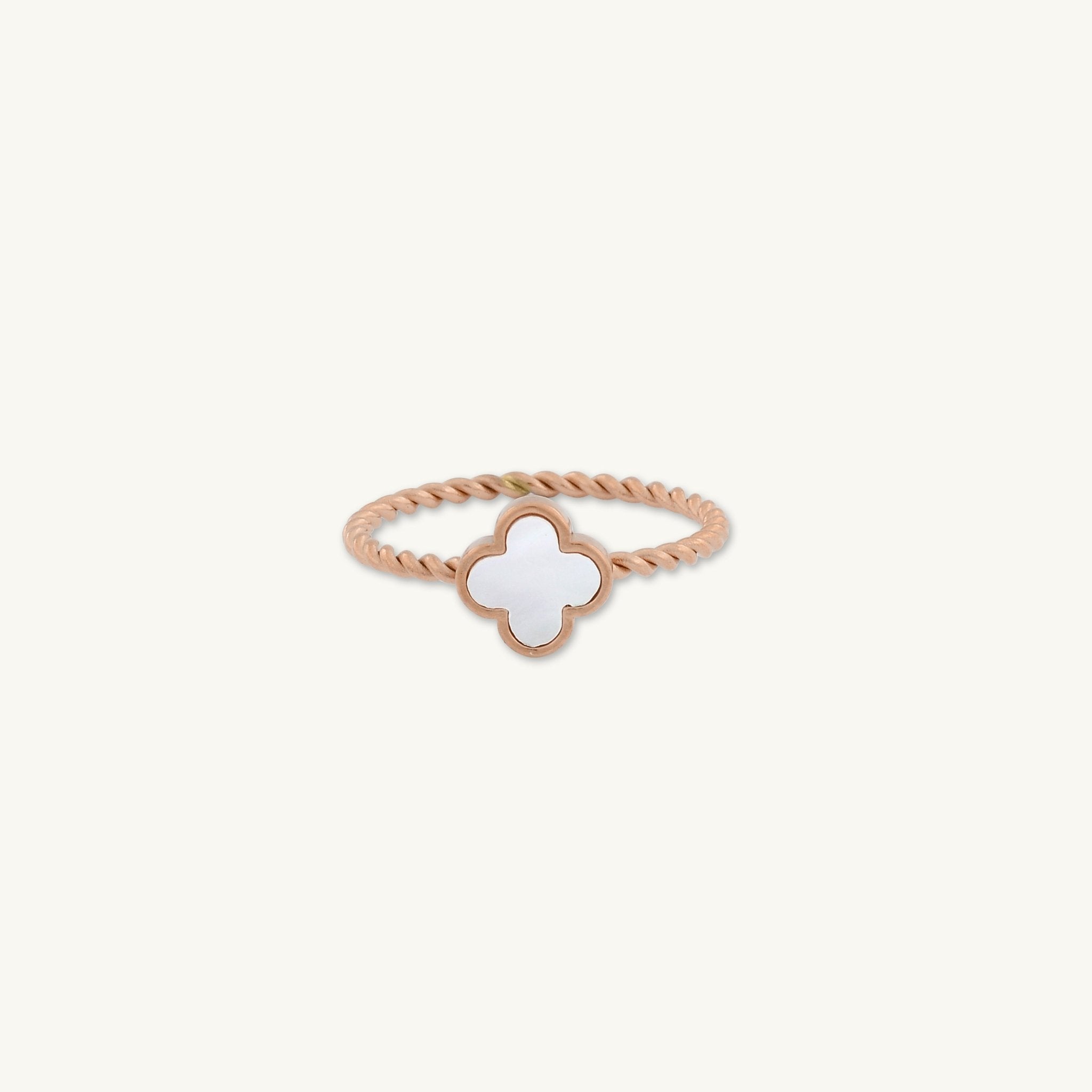 Clover Pearl Twist Stacker Ring - Camile & Stone