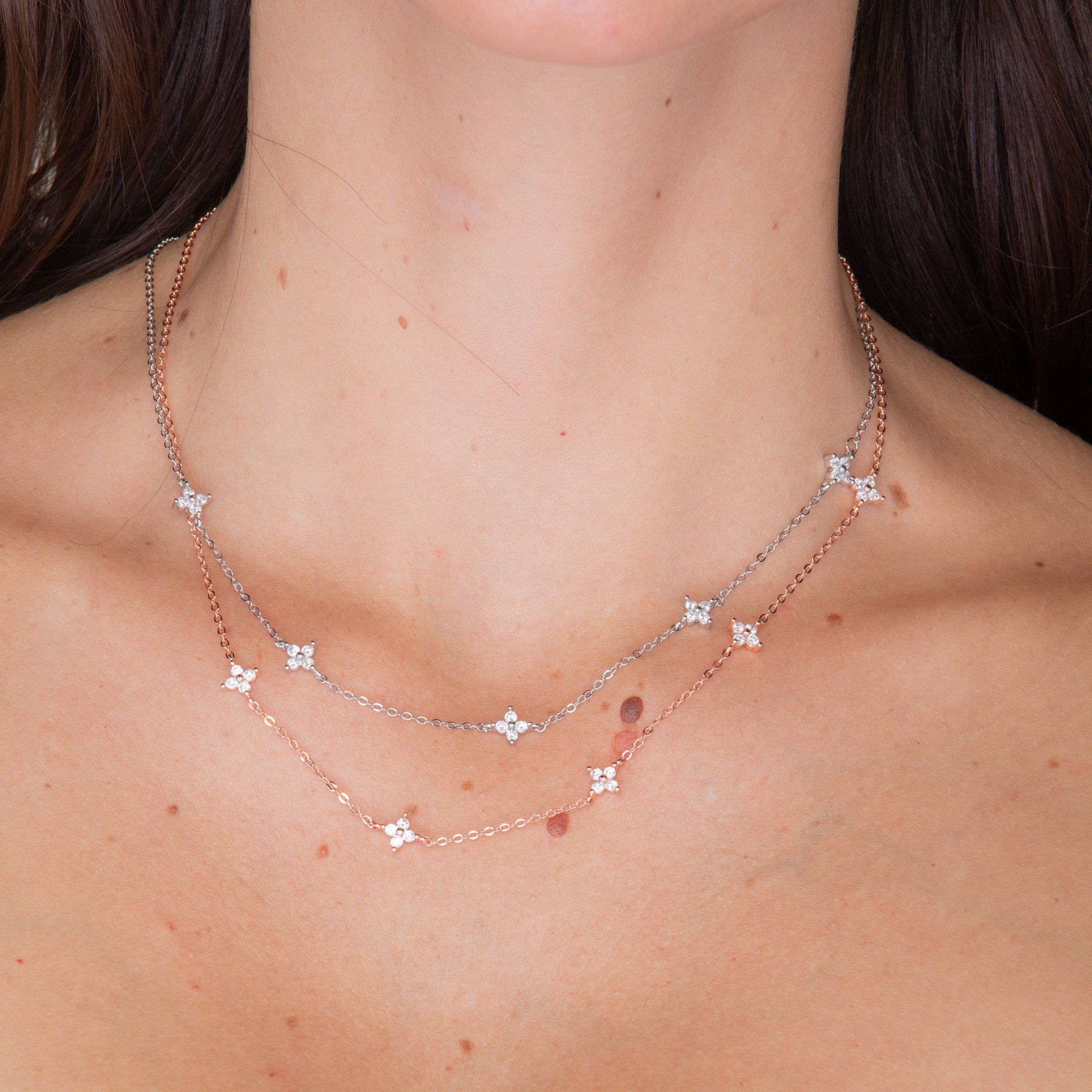 Clover Station Sapphire Chain Necklace - Camile & Stone