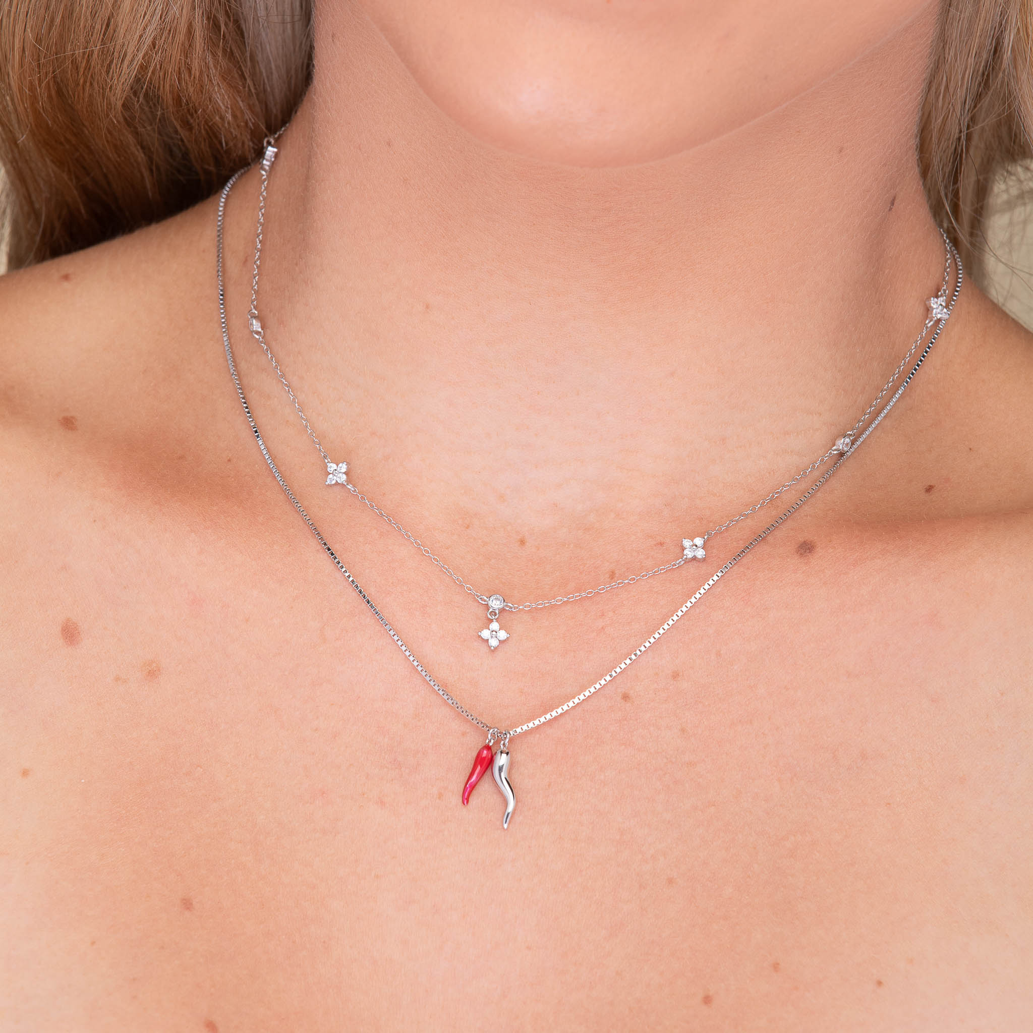 Clover Station Zirconia Chain Necklace - Camile & Stone