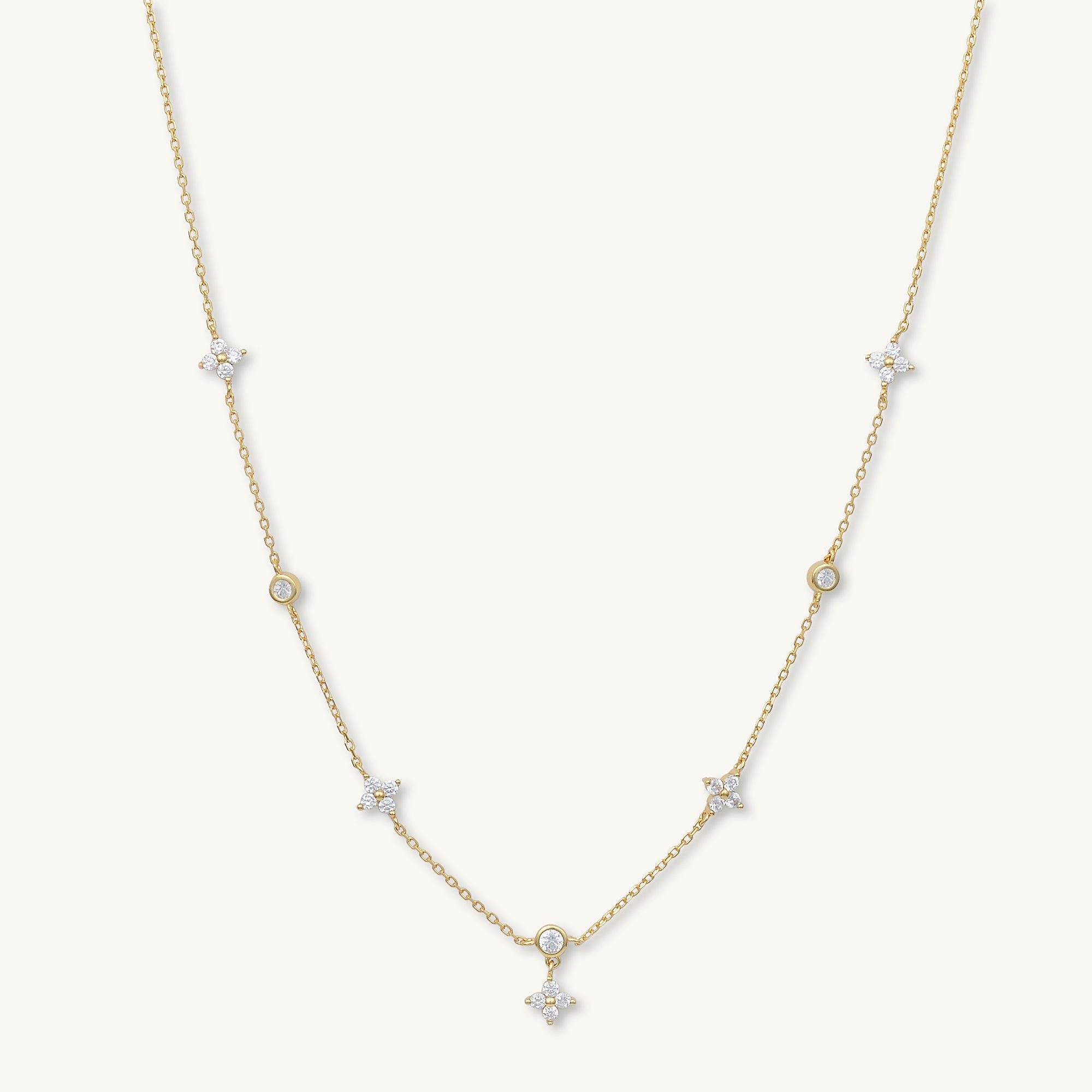 Clover Station Zirconia Chain Necklace - Camile & Stone