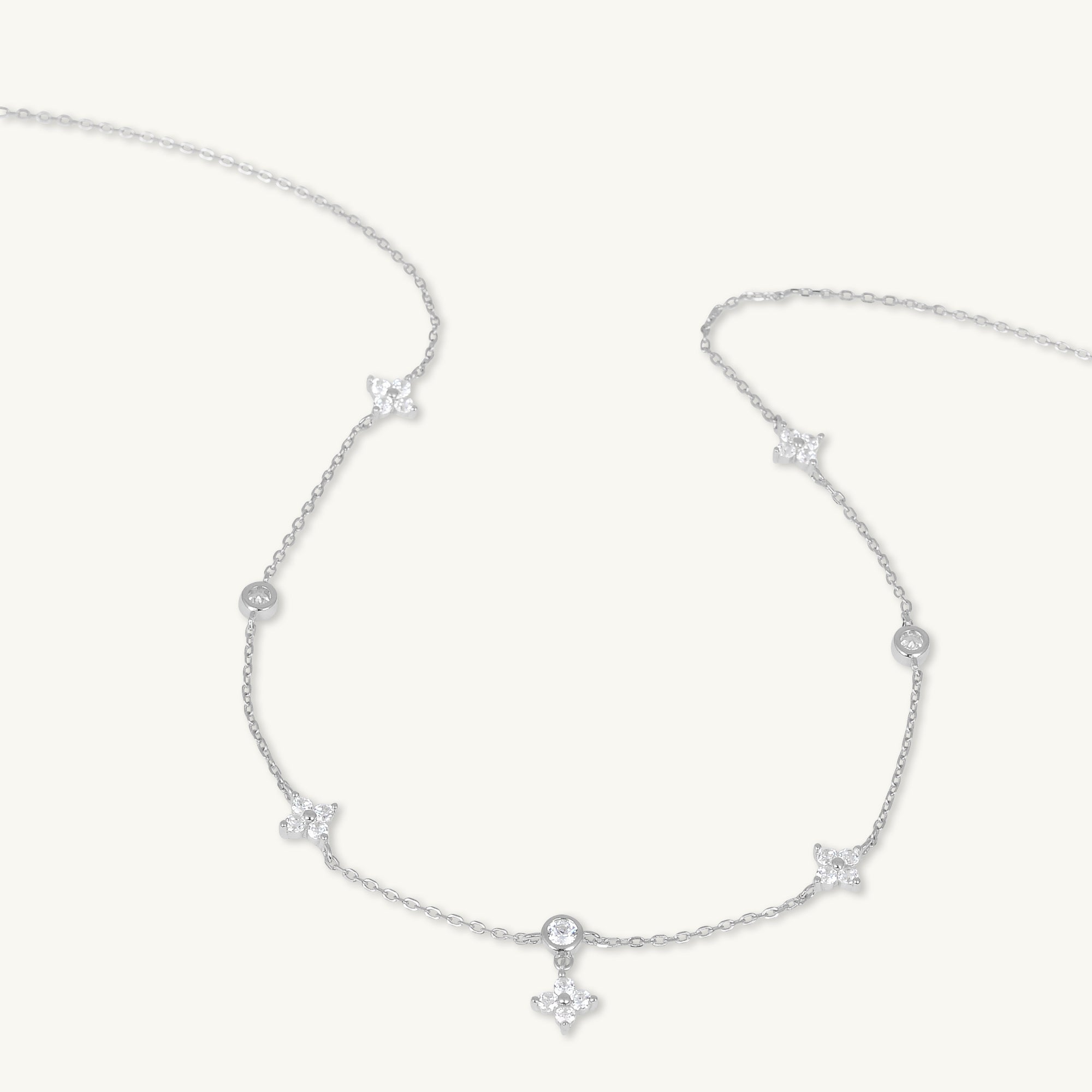 Clover Station Zirconia Chain Necklace - Camile & Stone