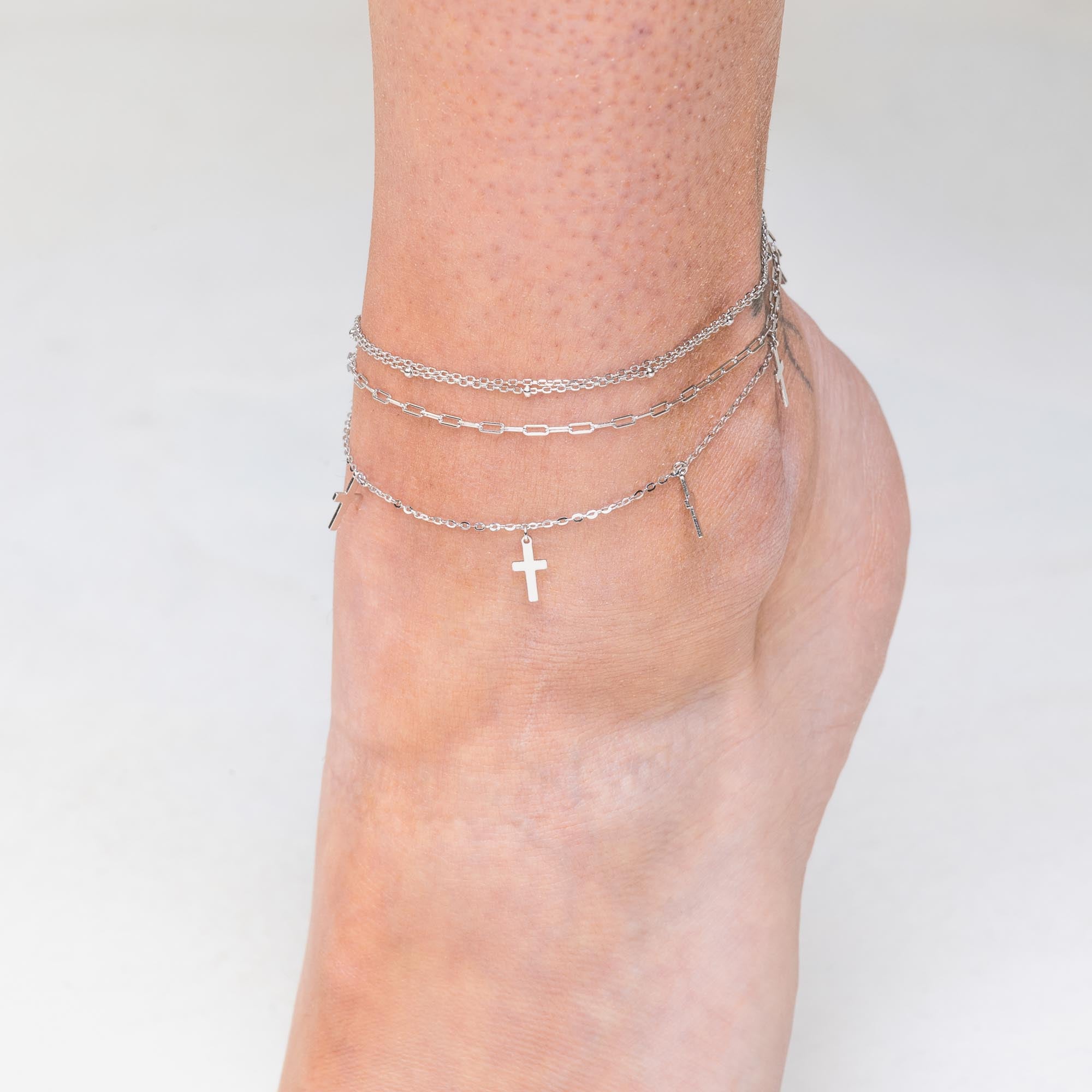 Cross Dangling Chain Anklet - Camile & Stone
