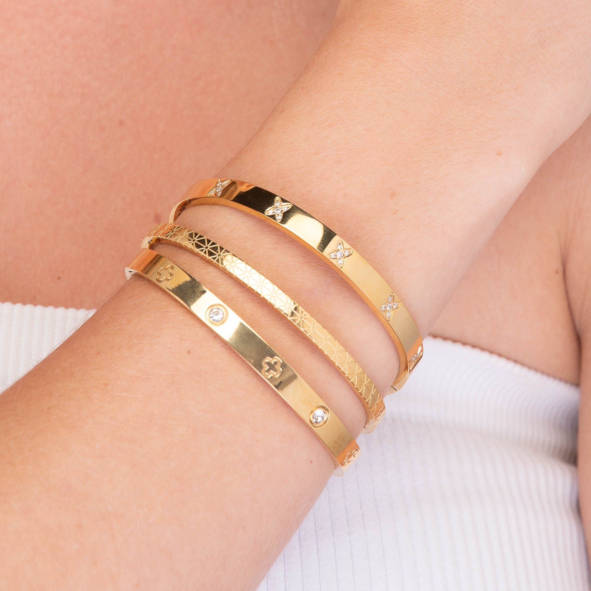 Cross Sapphire Hinged Bangle Bracelet - Camile & Stone