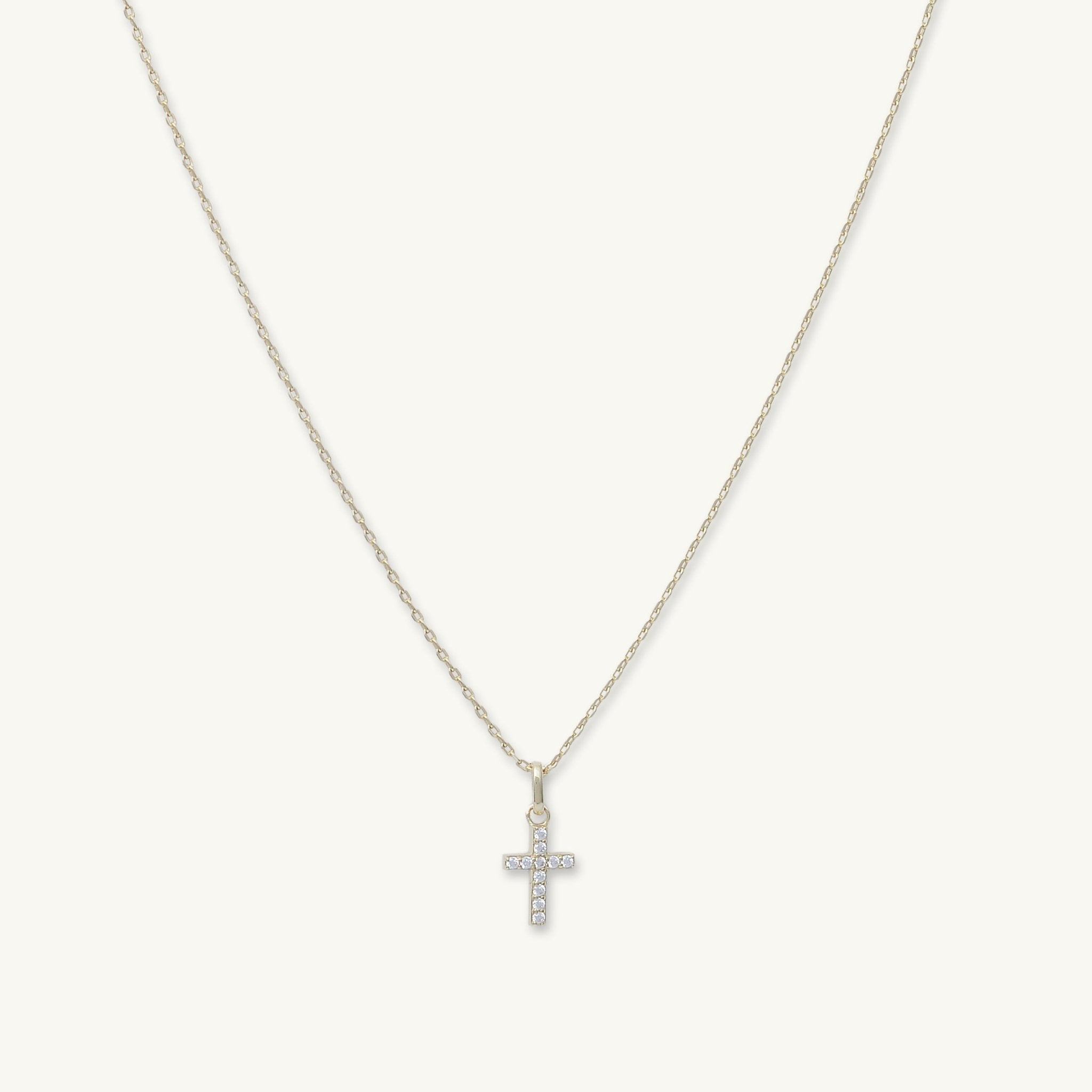 Cross Sapphire Pendant Chain Necklace - Camile & Stone