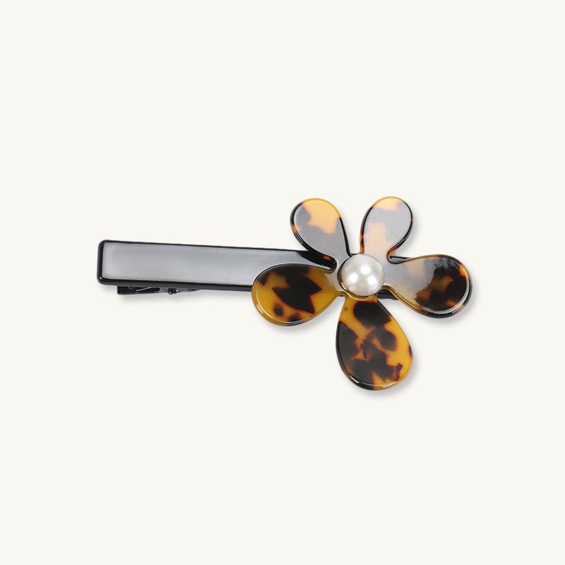 Daisy Classic Tortoiseshell Pearl French Hair Clip - Camile & Stone