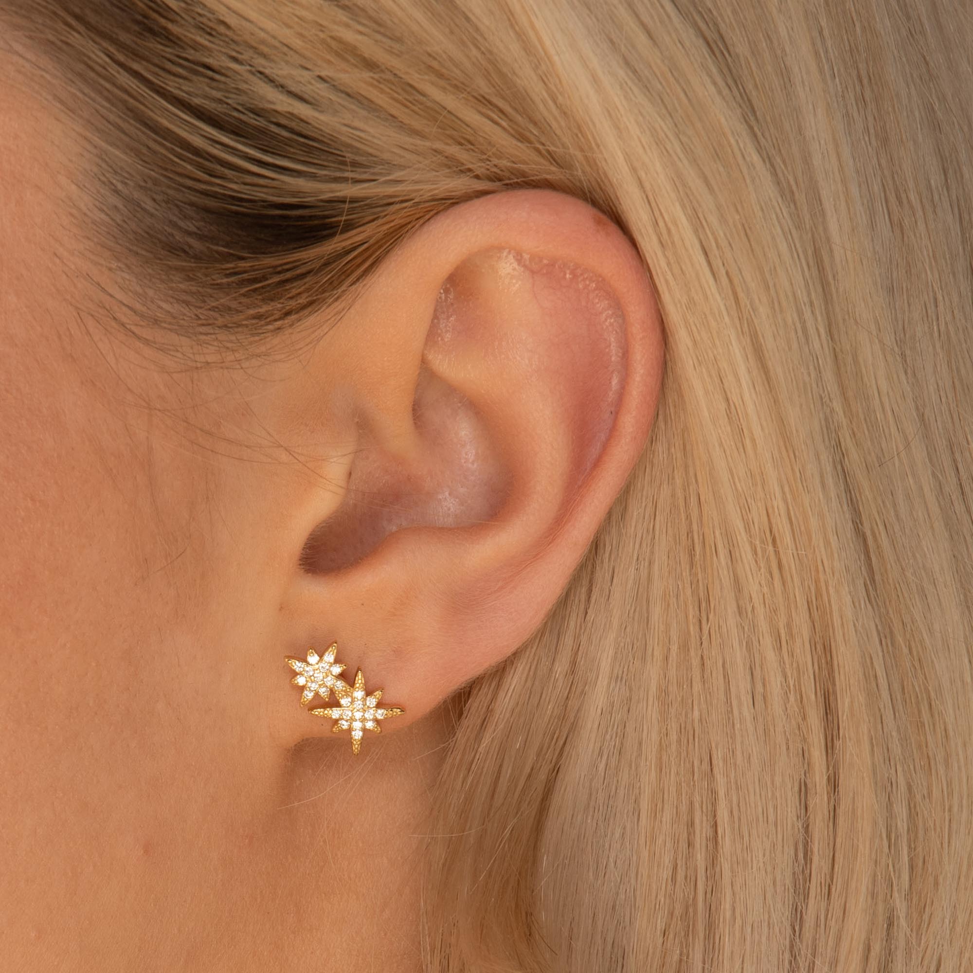 Double North Star Sapphire Stud Earrings - Camile & Stone