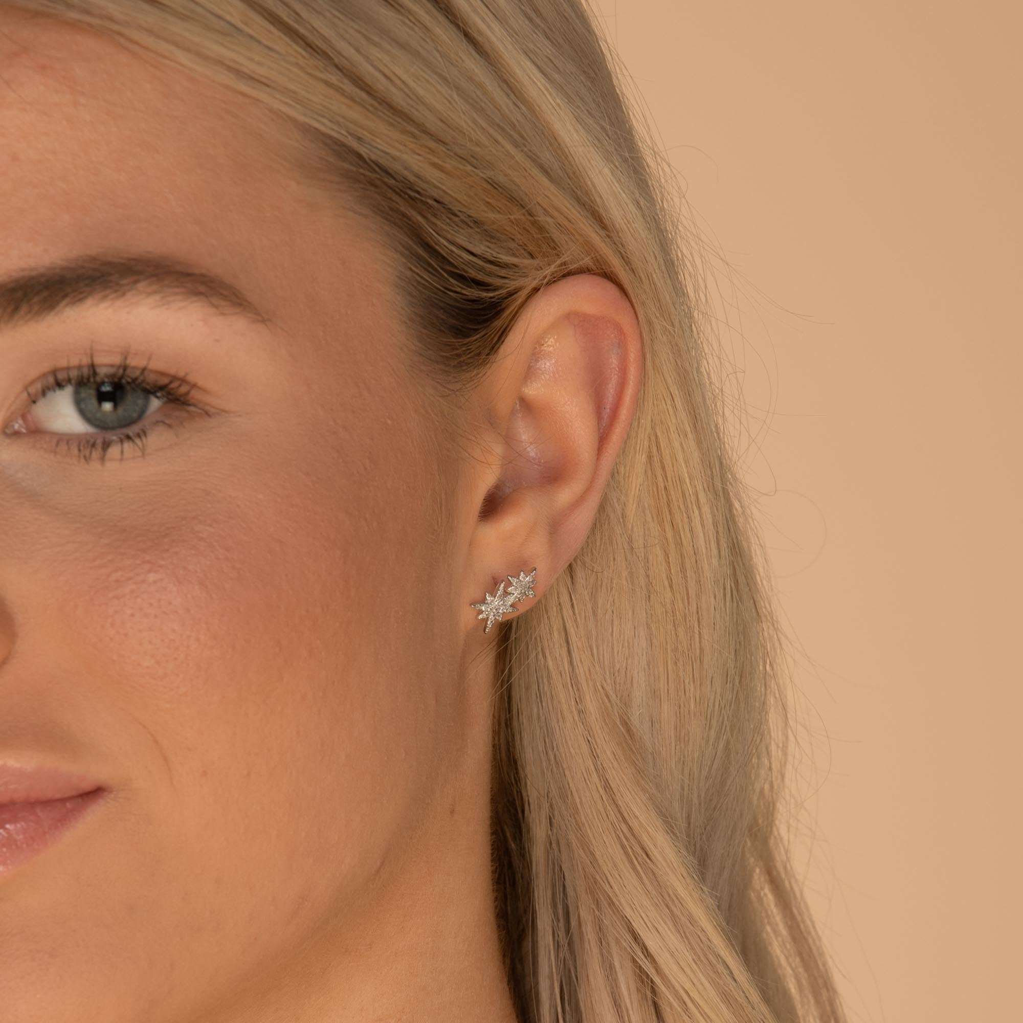 Double North Star Sapphire Stud Earrings - Camile & Stone