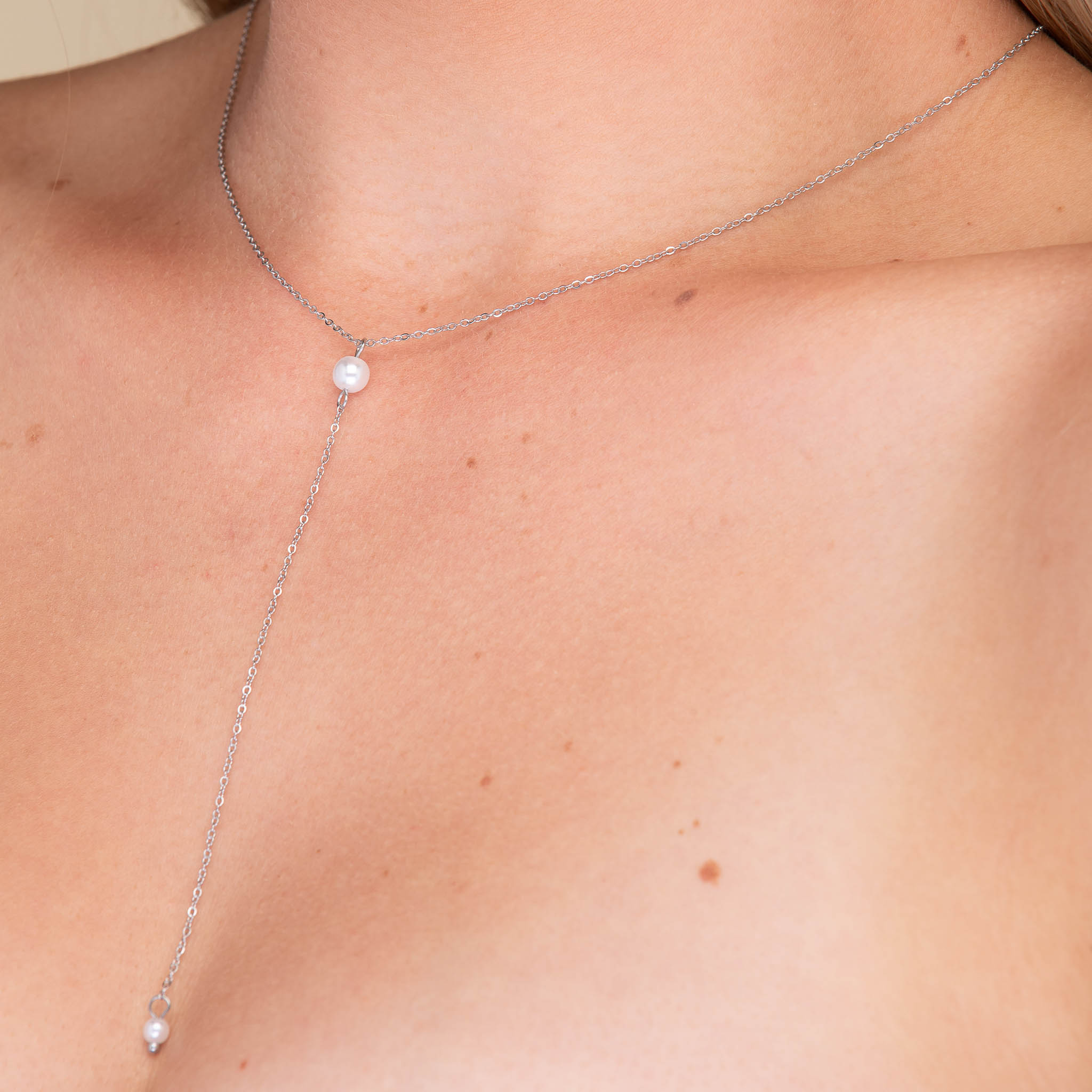 Double Pearl Y Drop Necklace - Camile & Stone