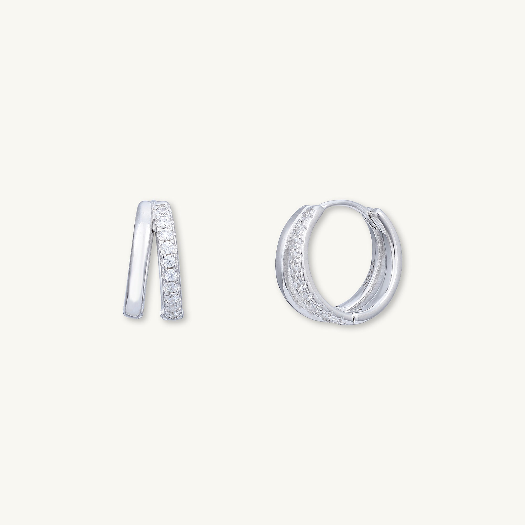 Double Zirconia Huggie Hoop Earrings - Camile & Stone
