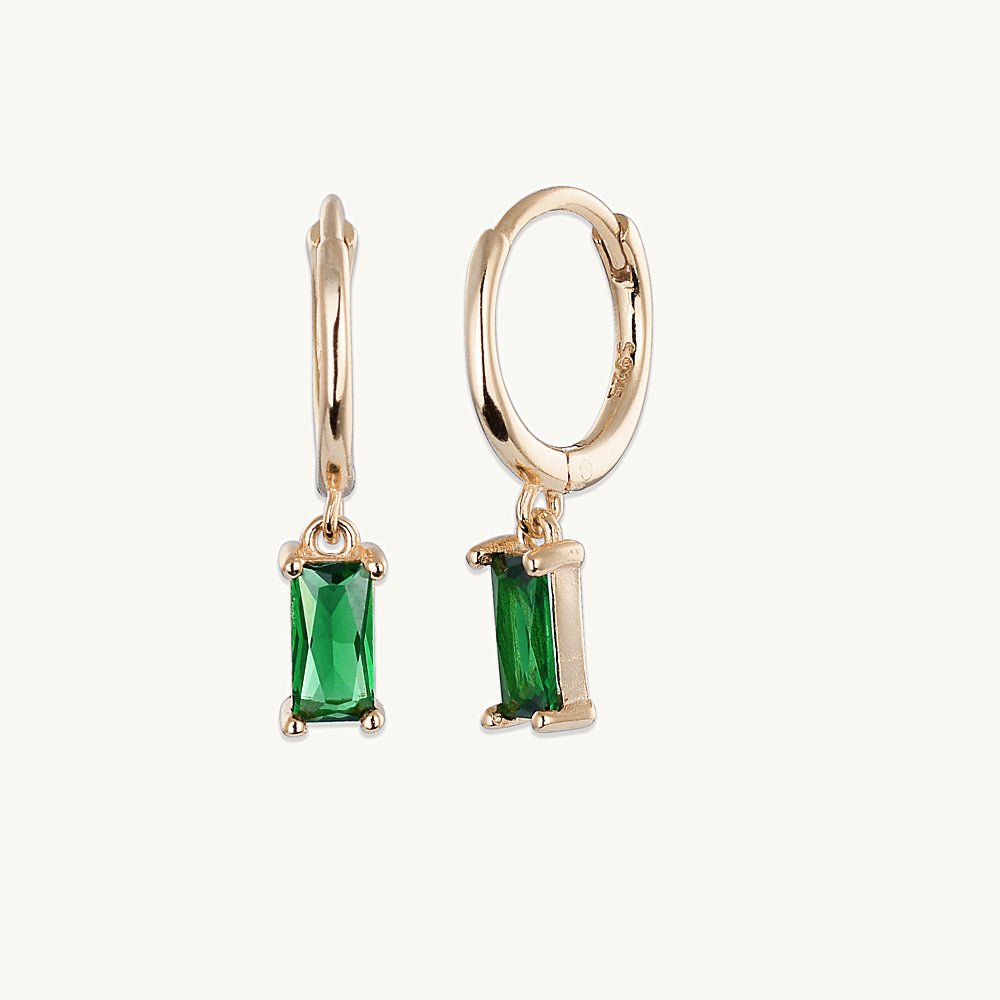 Emerald Baguette Hoop Earrings - Camile & Stone