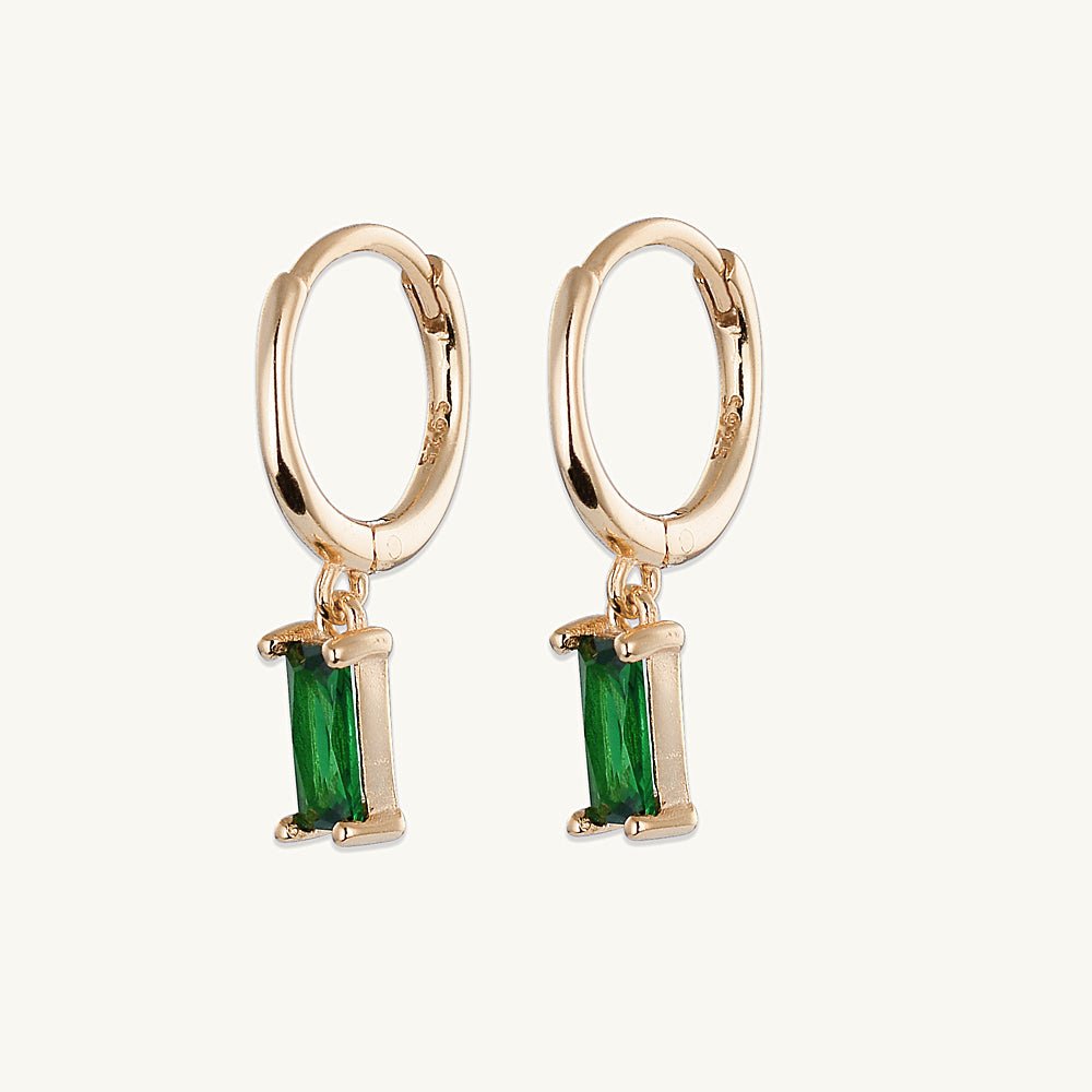 Emerald Baguette Hoop Earrings - Camile & Stone