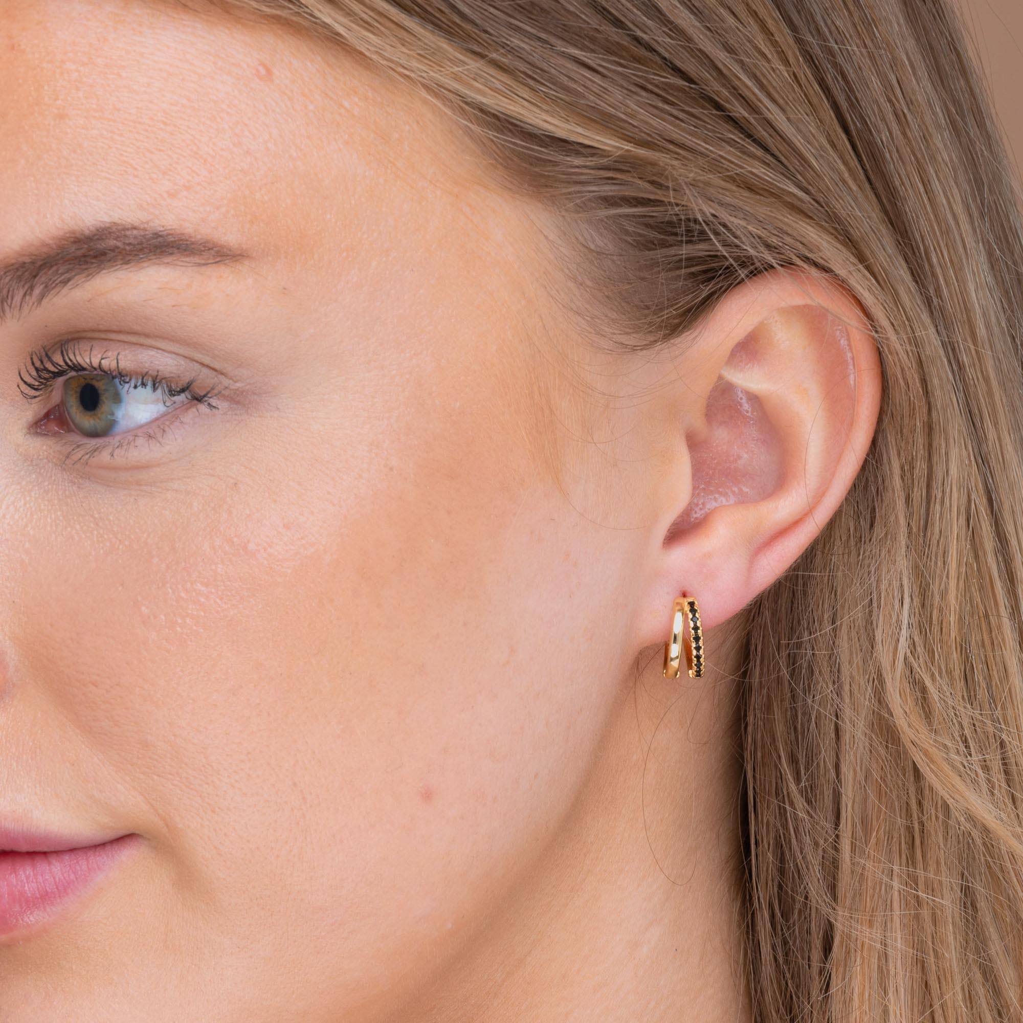 Emerald Double Zirconia Huggie Hoop Earrings - Camile & Stone