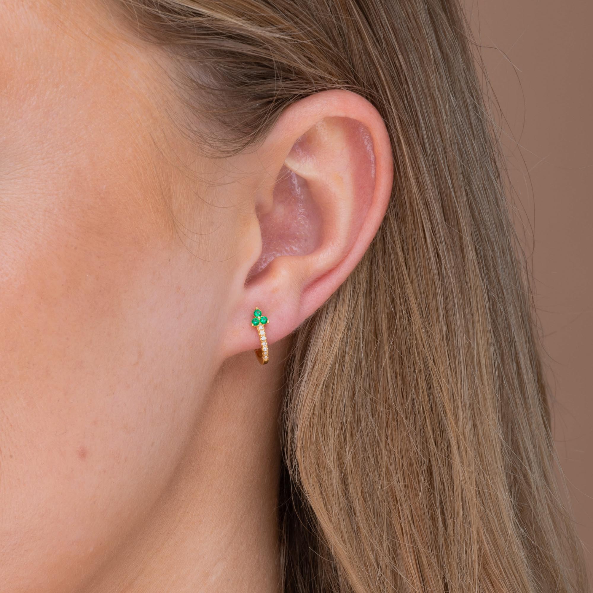 Emerald Lotus Sapphire Hoop Earrings - Camile & Stone