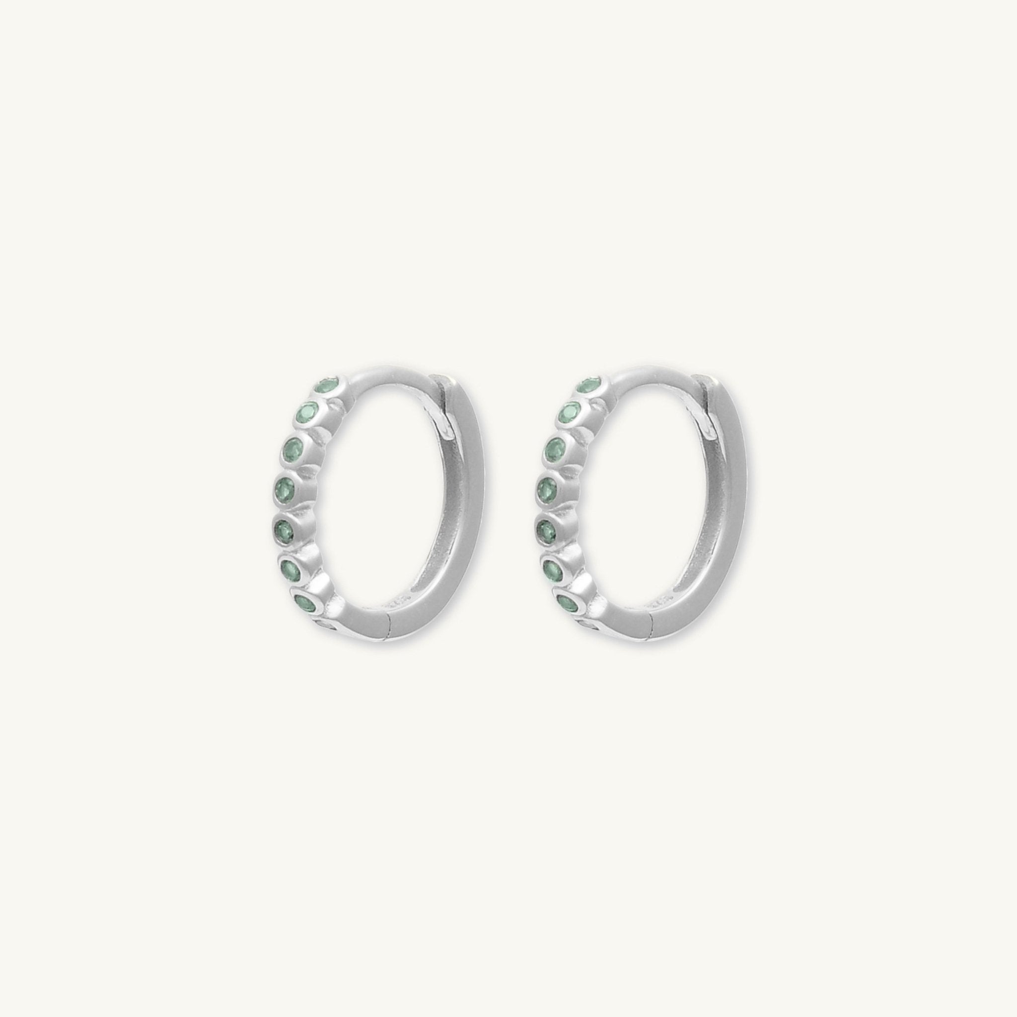 Emerald Round Sapphire Huggie Hoops - Camile & Stone