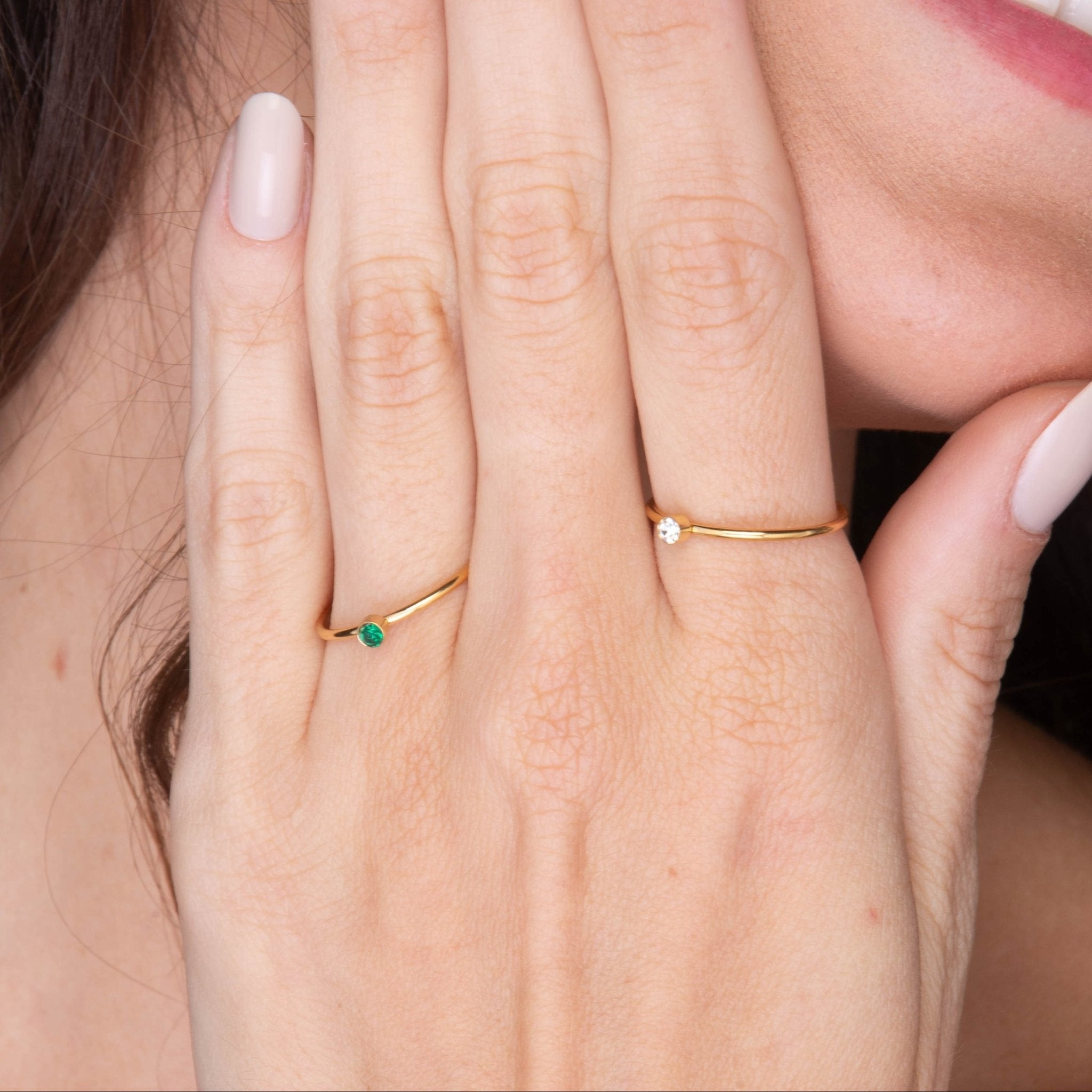 Emerald Solitaire Stacker Ring - Camile & Stone