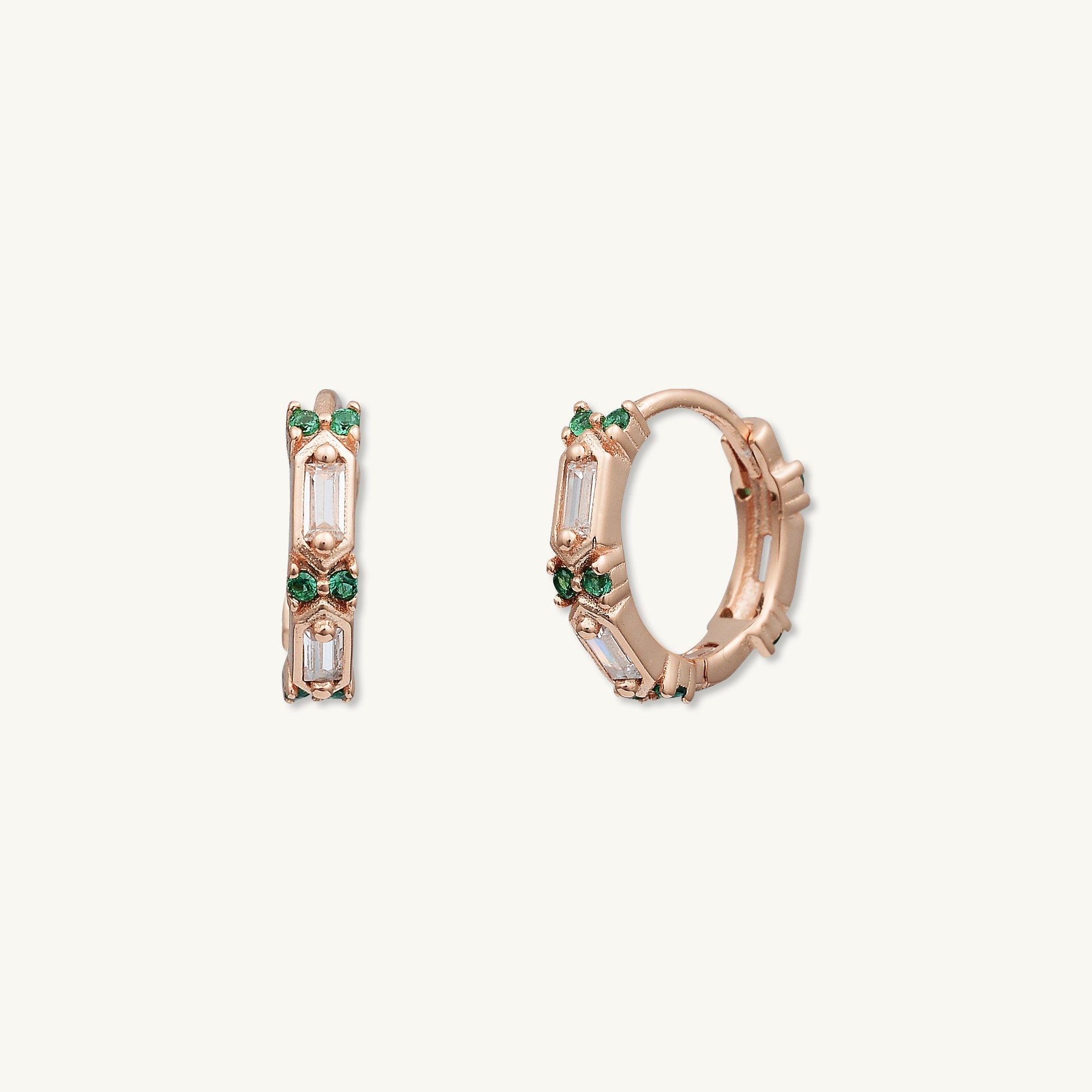 Emerald Zirconia Huggie Earrings - Camile & Stone