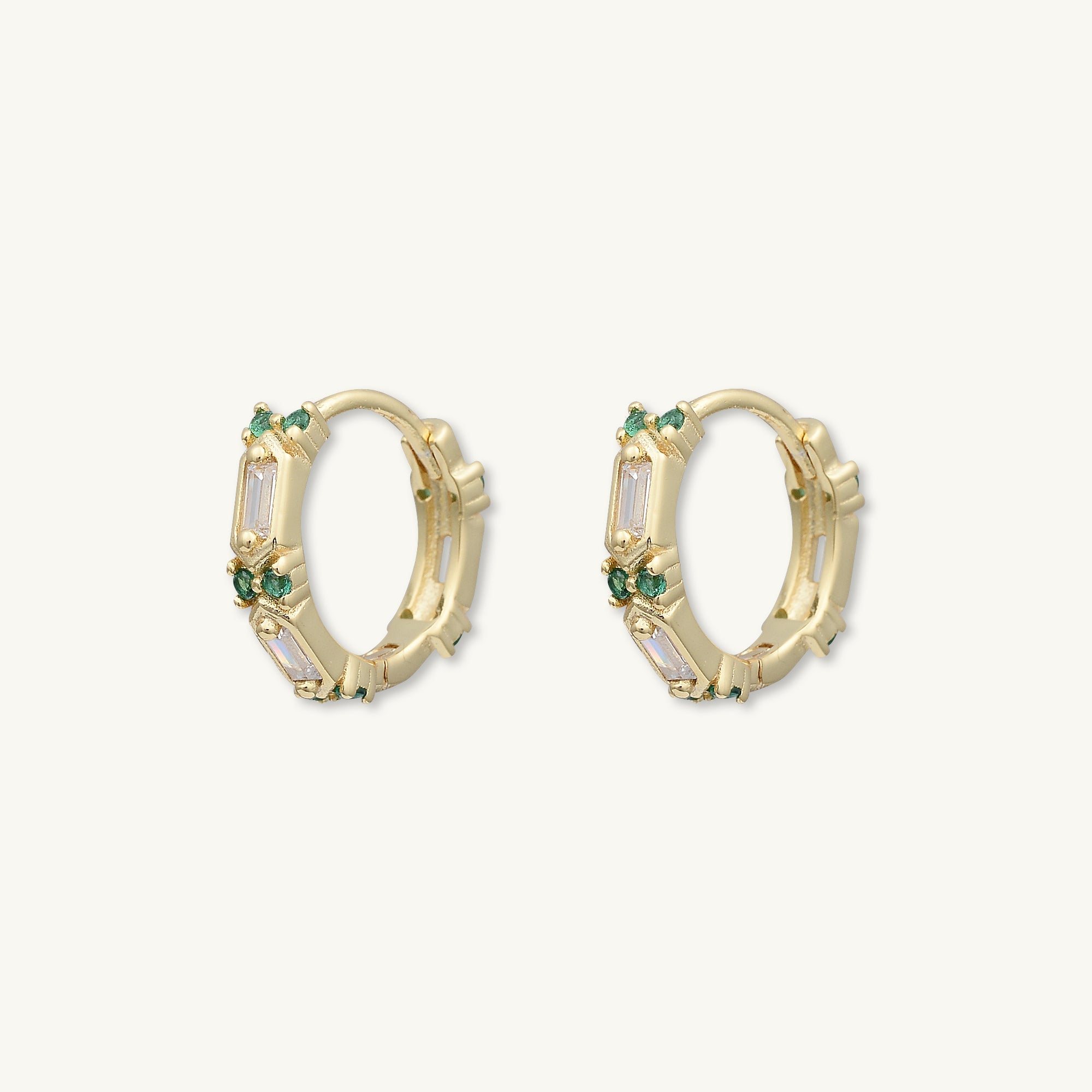 Emerald Zirconia Huggie Earrings - Camile & Stone