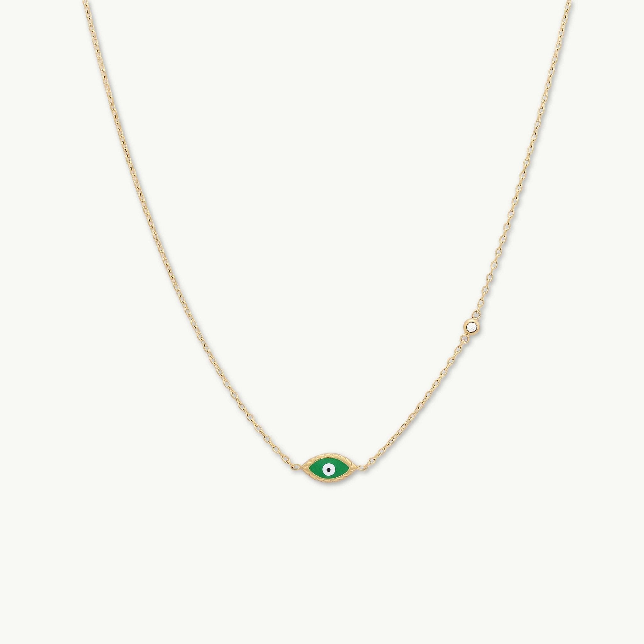 Evil Eye Emerald Solitaire Necklace - Camile & Stone