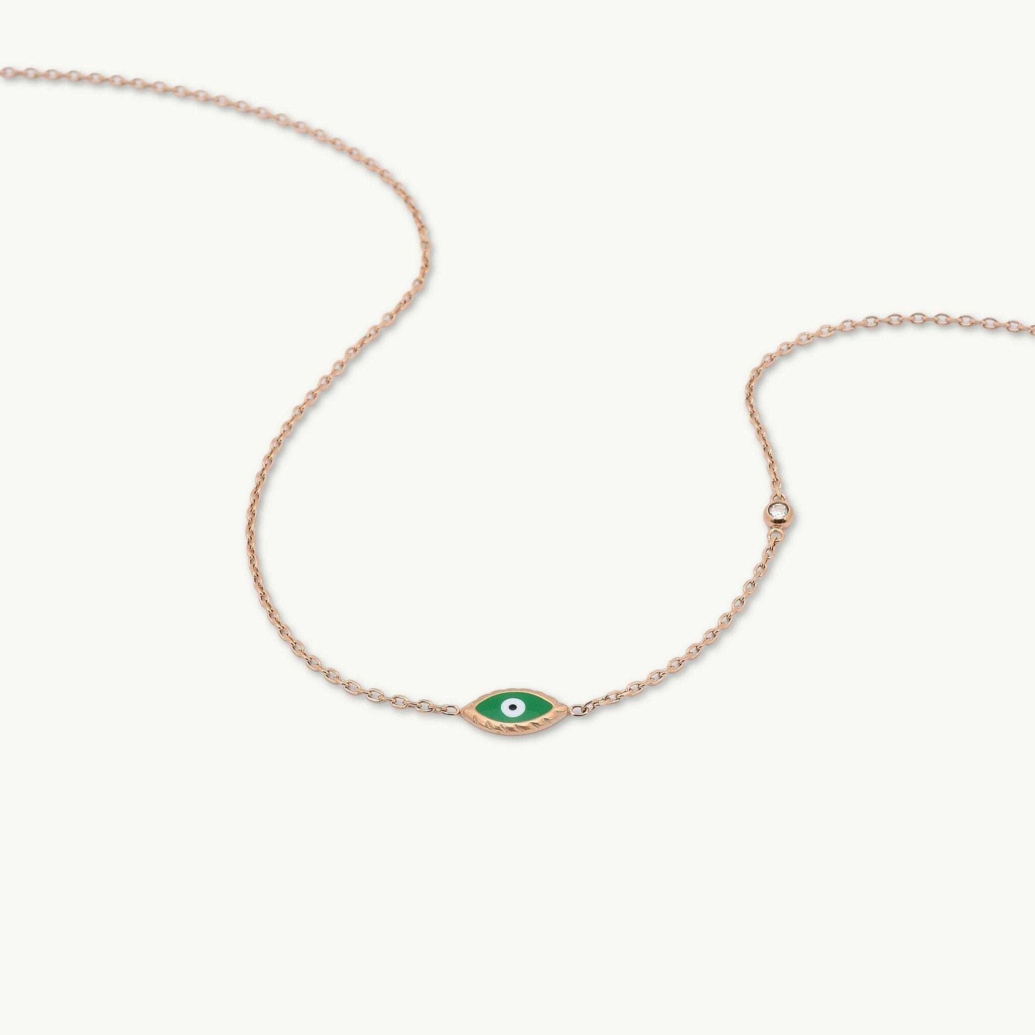 Evil Eye Emerald Solitaire Necklace - Camile & Stone