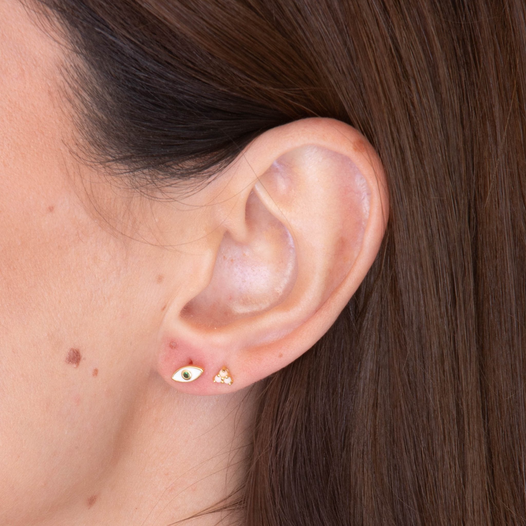 Evil Eye Emerald Zirconia Stud Earrings - Camile & Stone