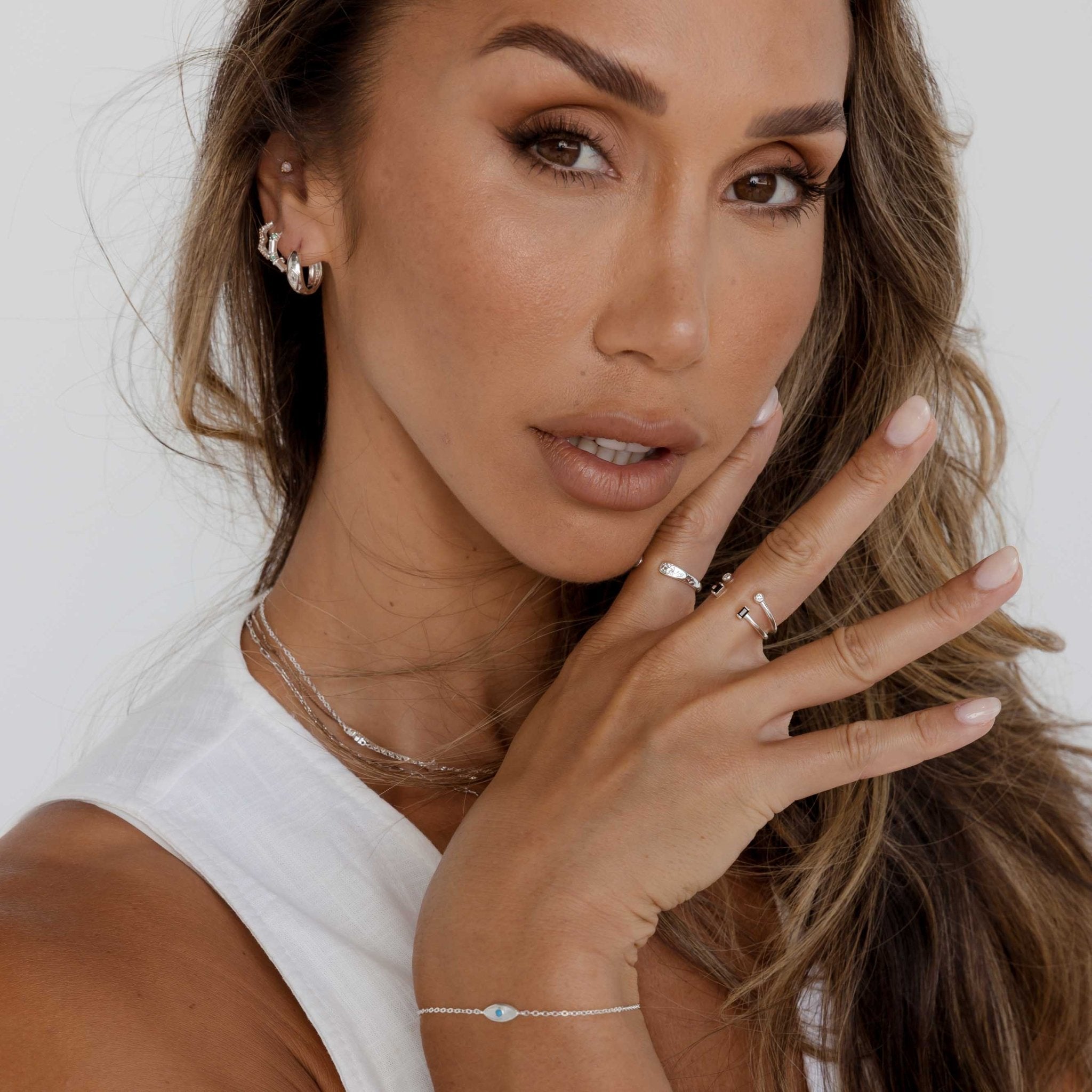 Evil Eye Mother Of Pearl Bracelet - Camile & Stone