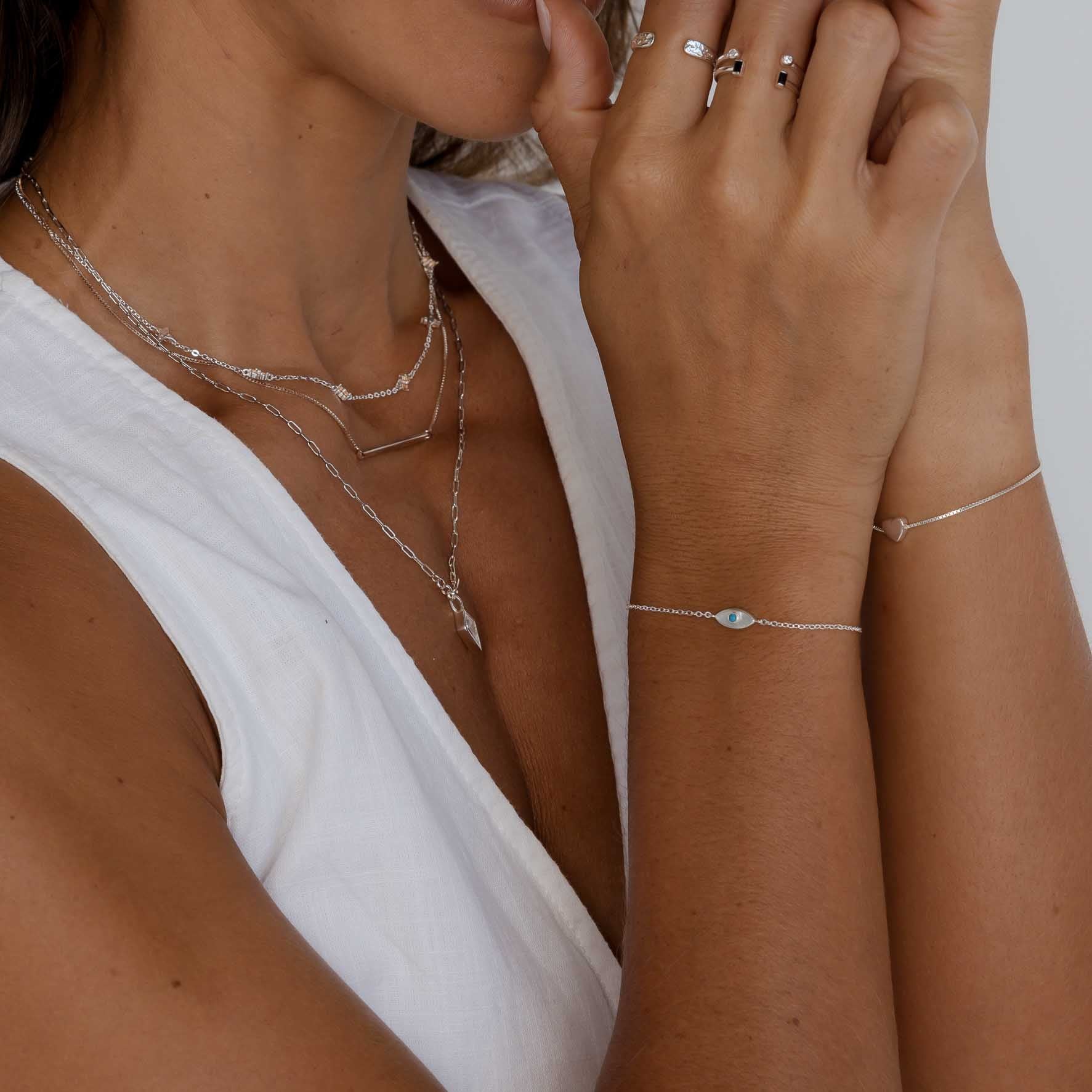 Evil Eye Mother Of Pearl Bracelet - Camile & Stone