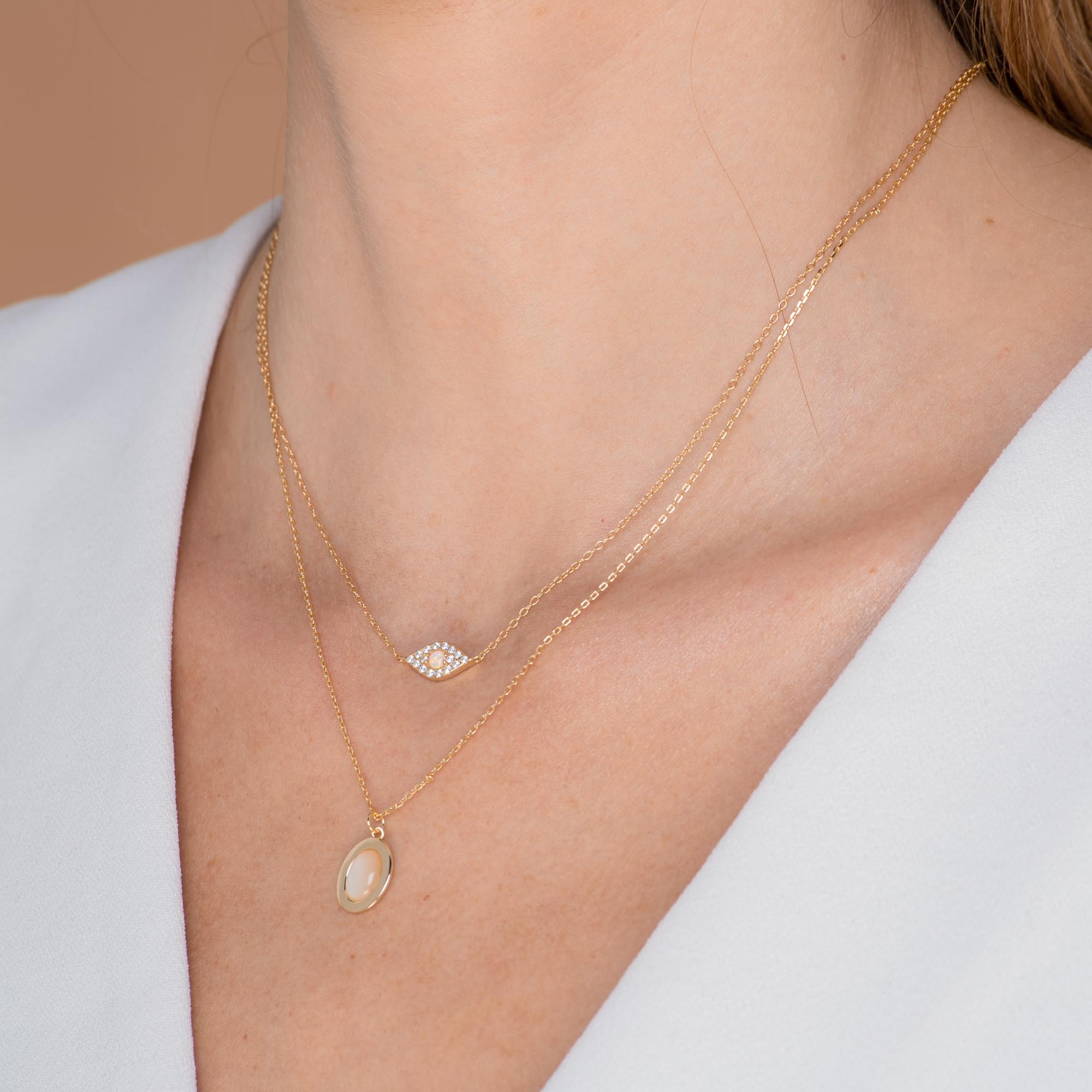 Evil Eye Opal Pave Necklace - Camile & Stone