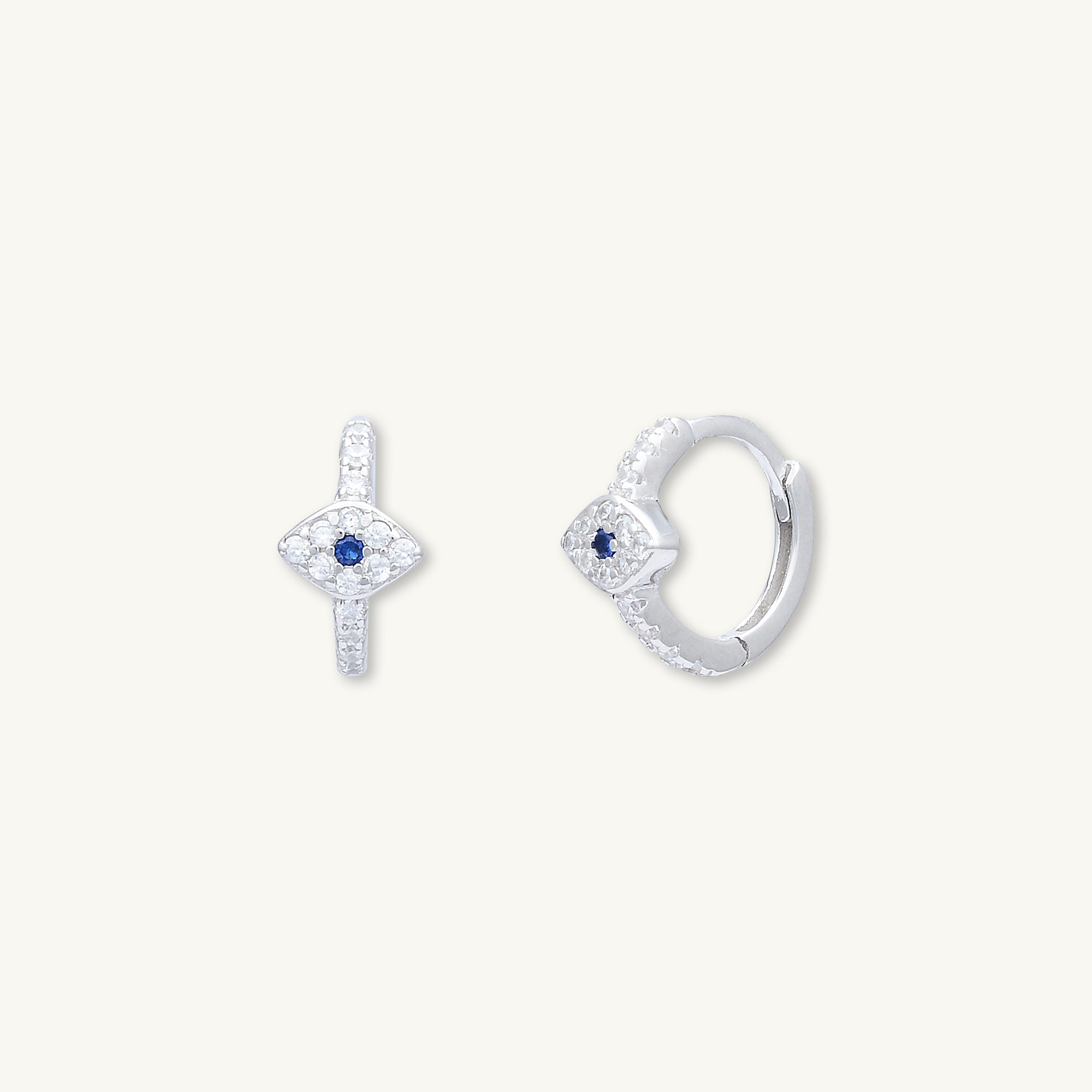 Evil Eye Sapphire Huggie Earrings - Camile & Stone