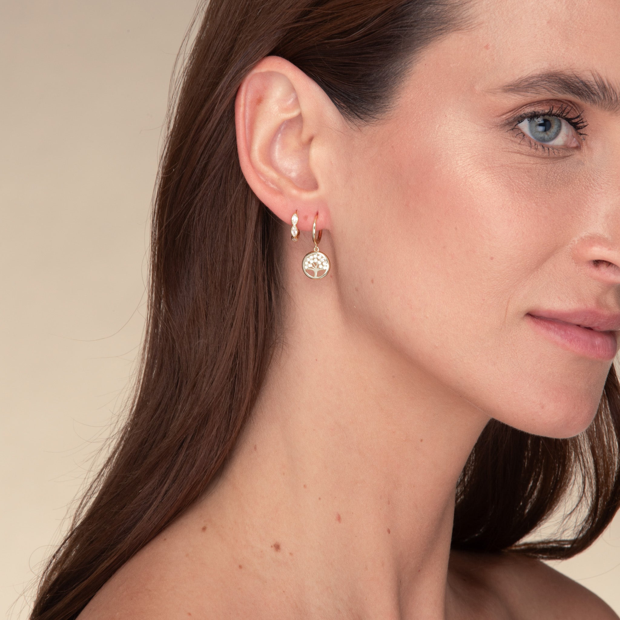 Family Tree Zirconia Huggie Earrings - Camile & Stone