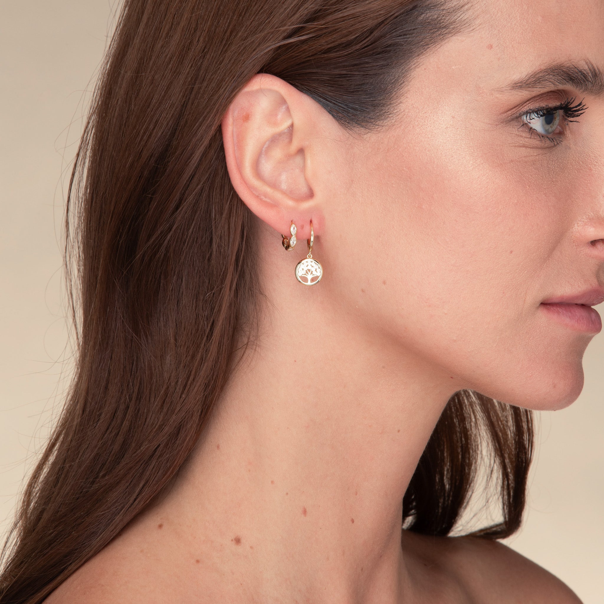 Family Tree Zirconia Huggie Earrings - Camile & Stone