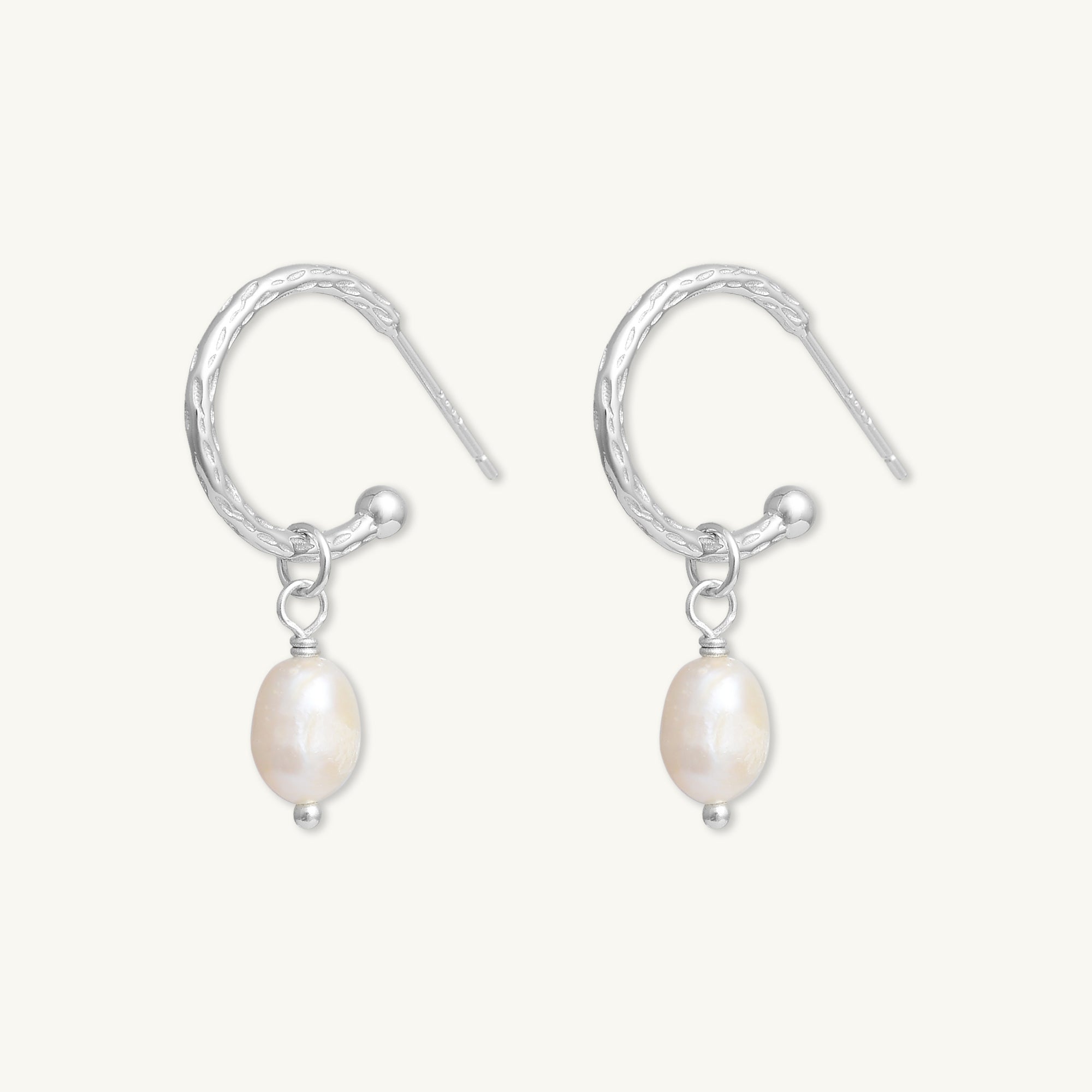 Freshwater Pearl Dangle Molten Huggie Earrings - Camile & Stone