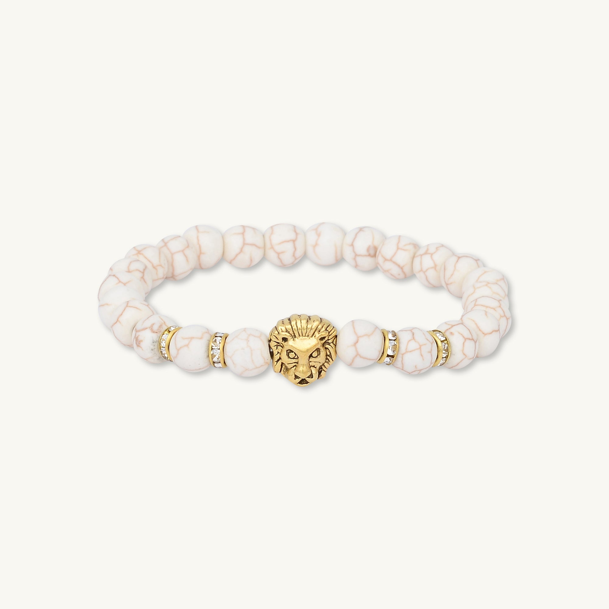 Gold Lion Marble Tiger Eye Beaded Bracelet - Camile & Stone