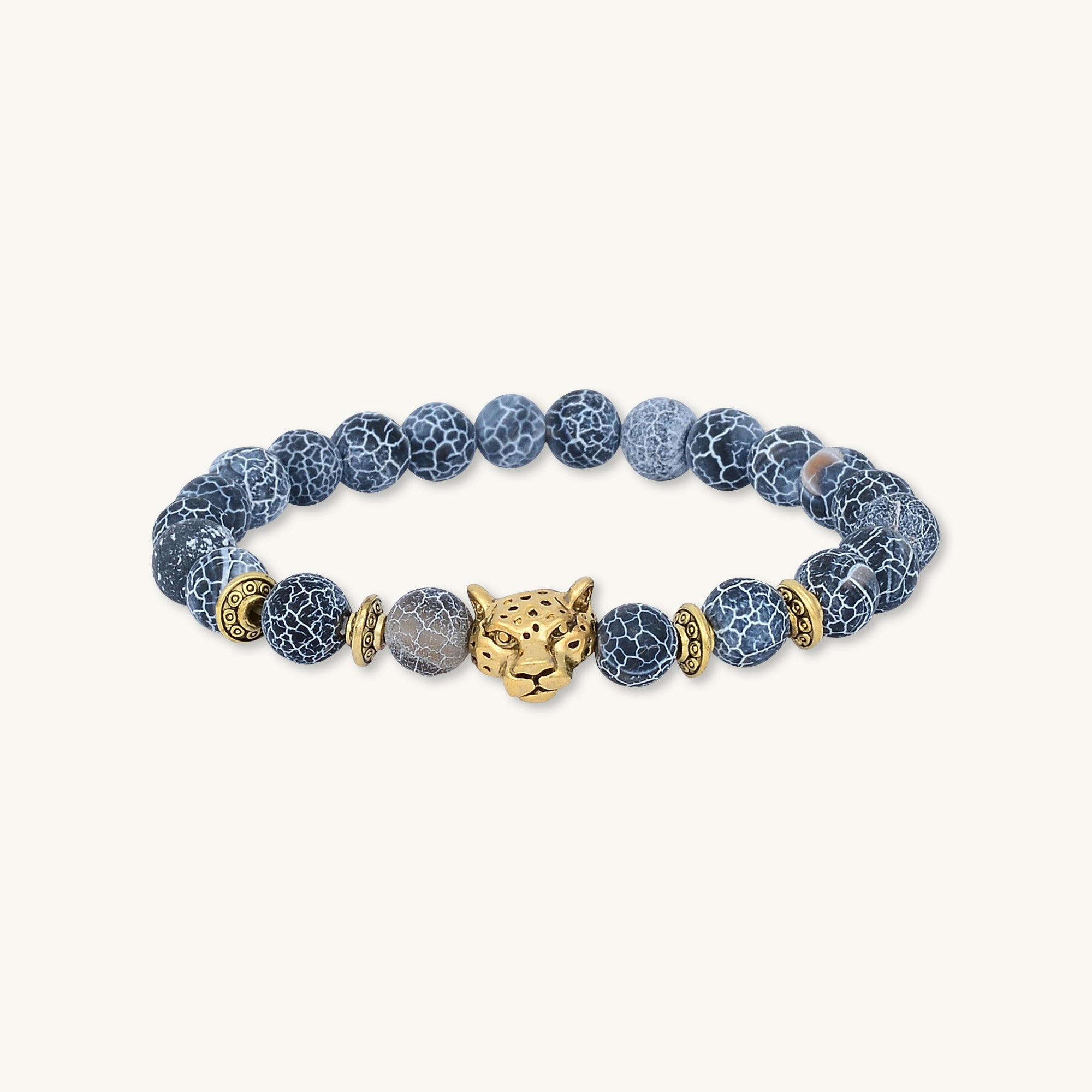 Gold Panther Blue Agate Stone Bracelet - Camile & Stone