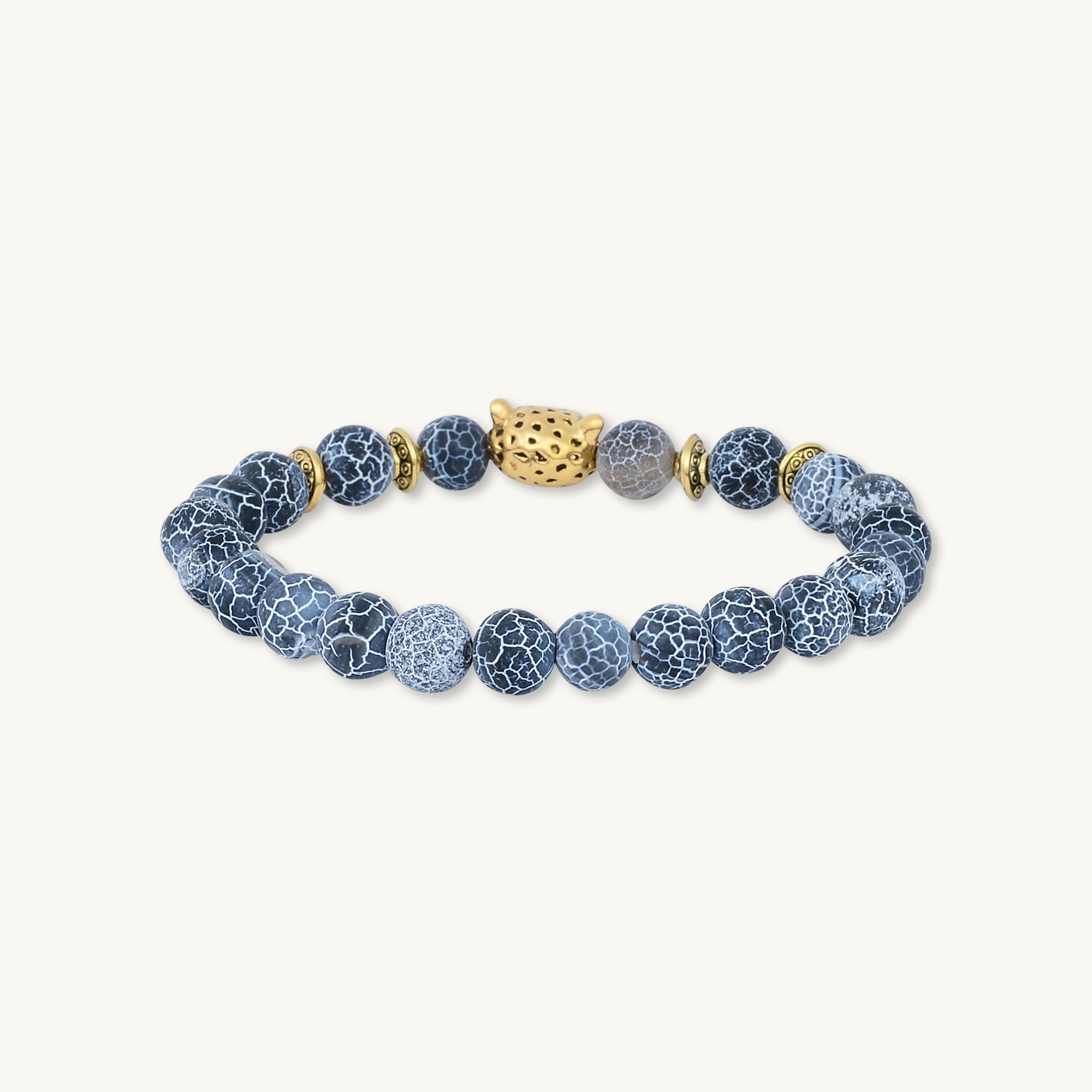 Gold Panther Blue Agate Stone Bracelet - Camile & Stone