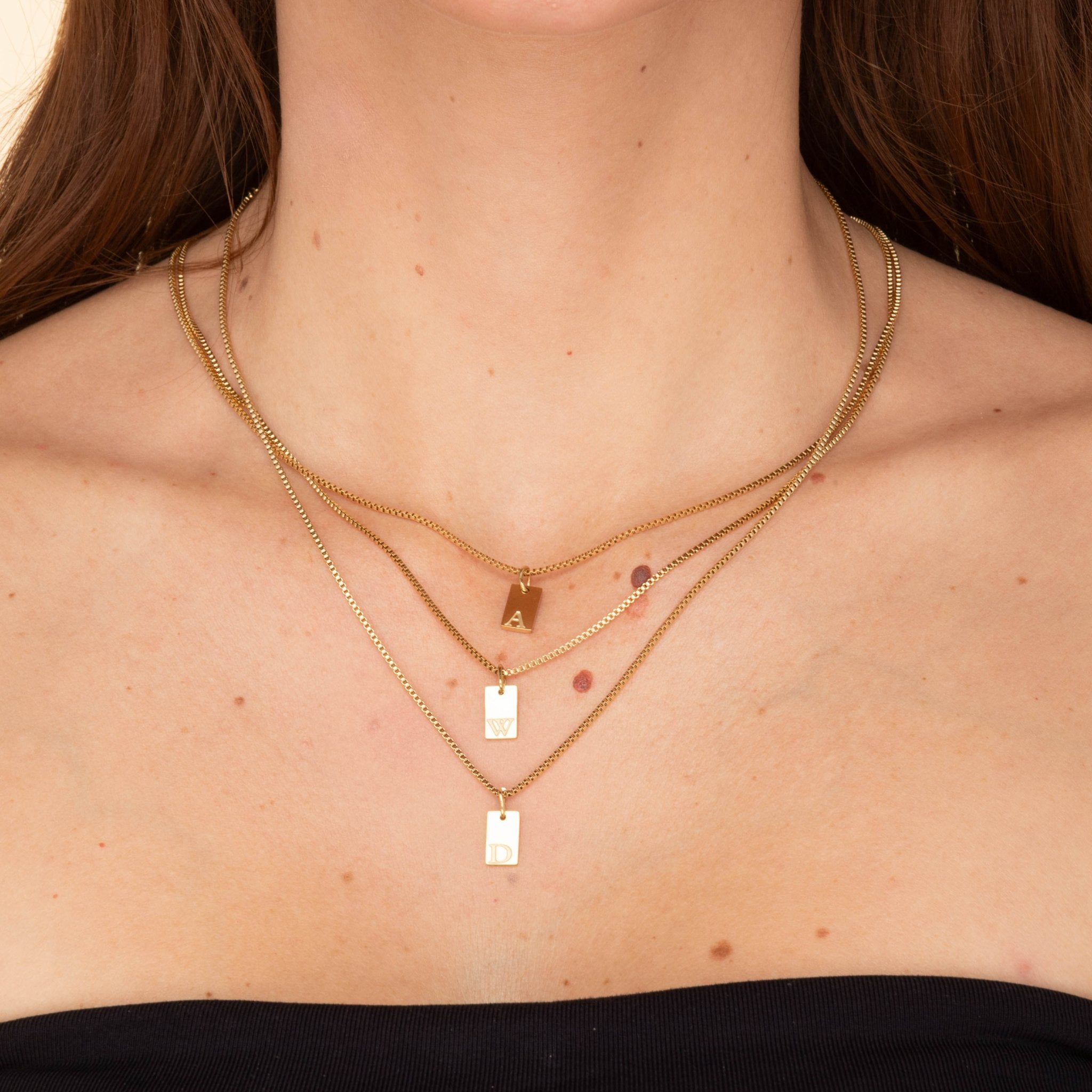 Initial Letter Tag Chain Necklace - Camile & Stone