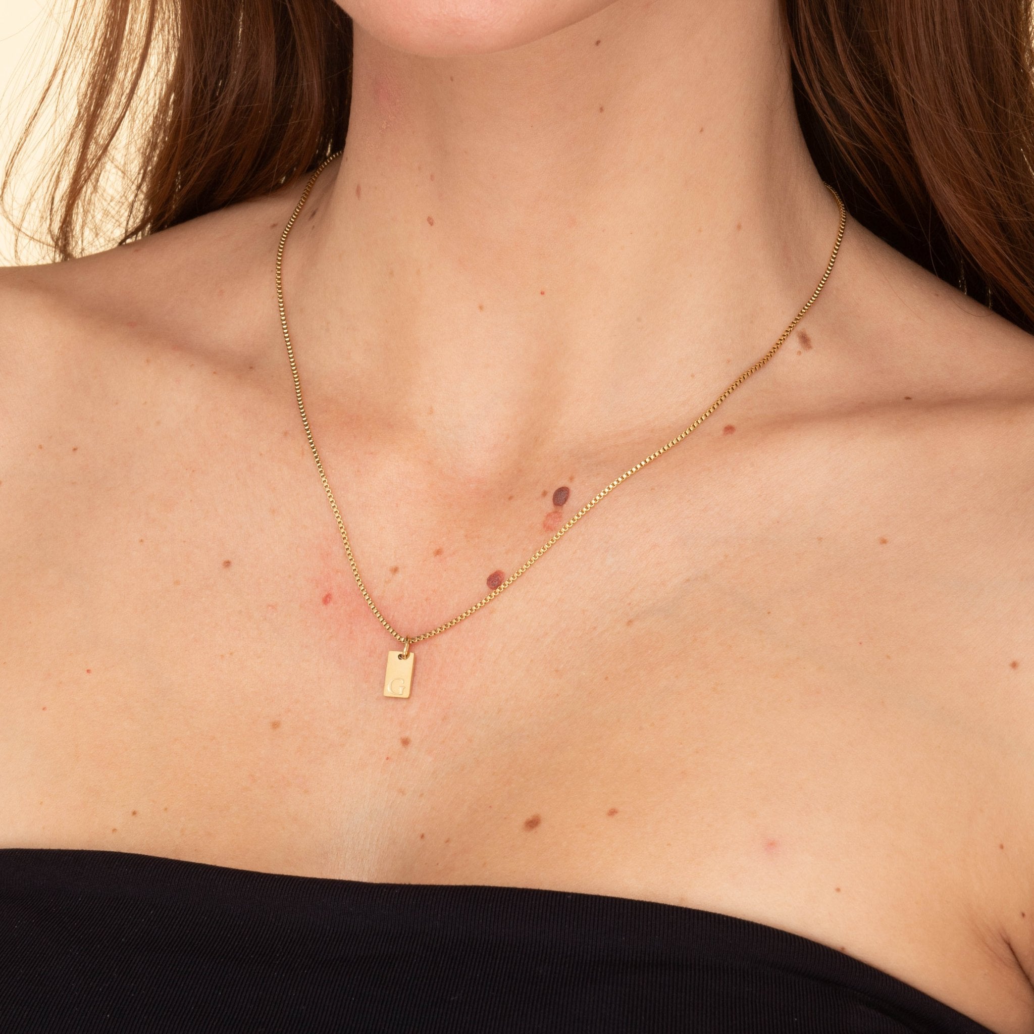 Initial Letter Tag Chain Necklace - Camile & Stone