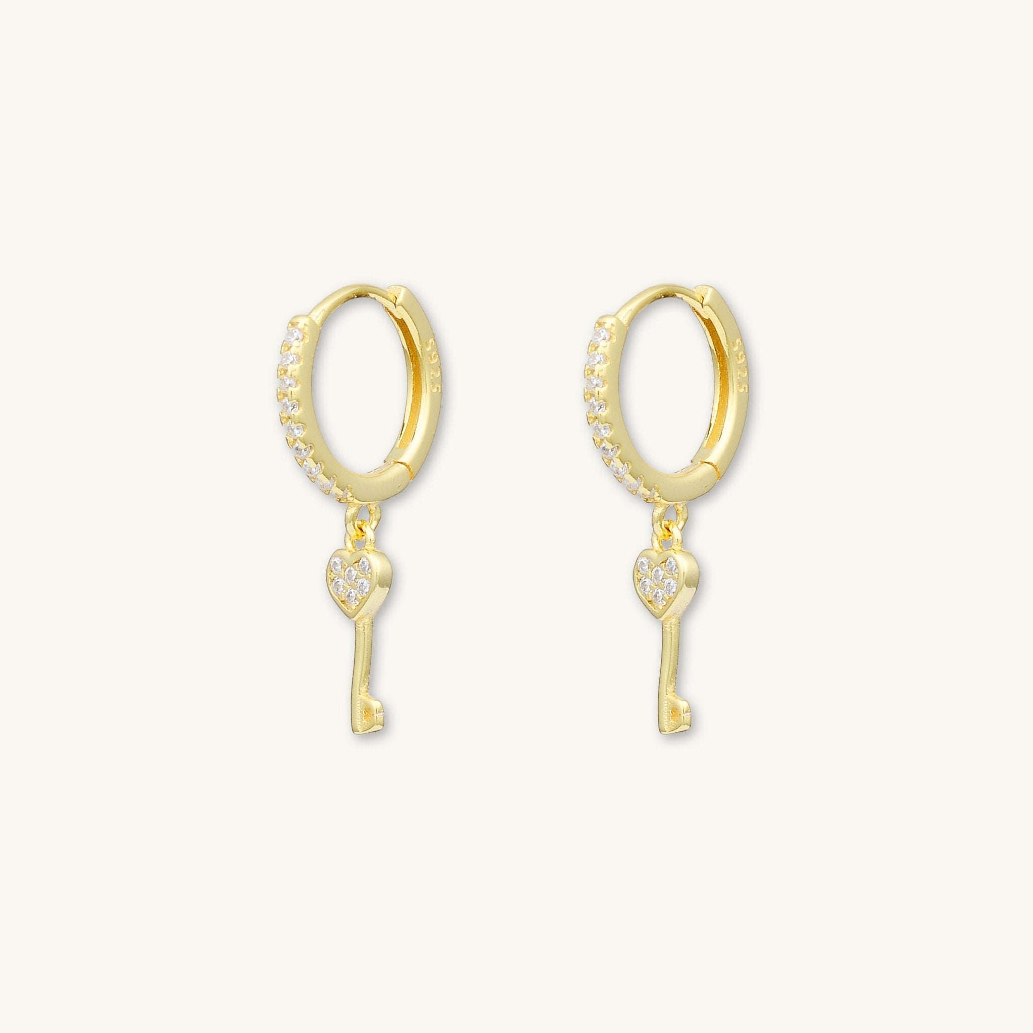 Key To My Heart Huggie Earrings - Camile & Stone