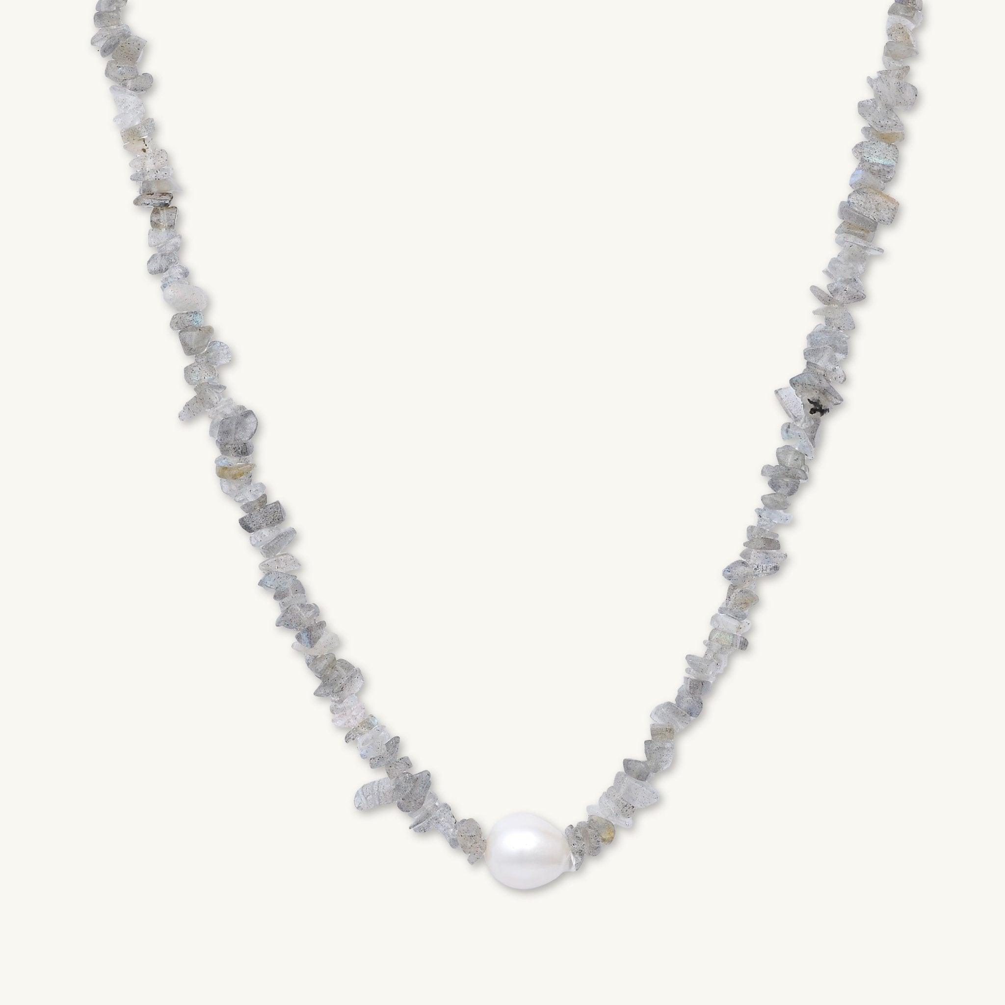Labradorite Stone Pearl Necklace - Camile & Stone
