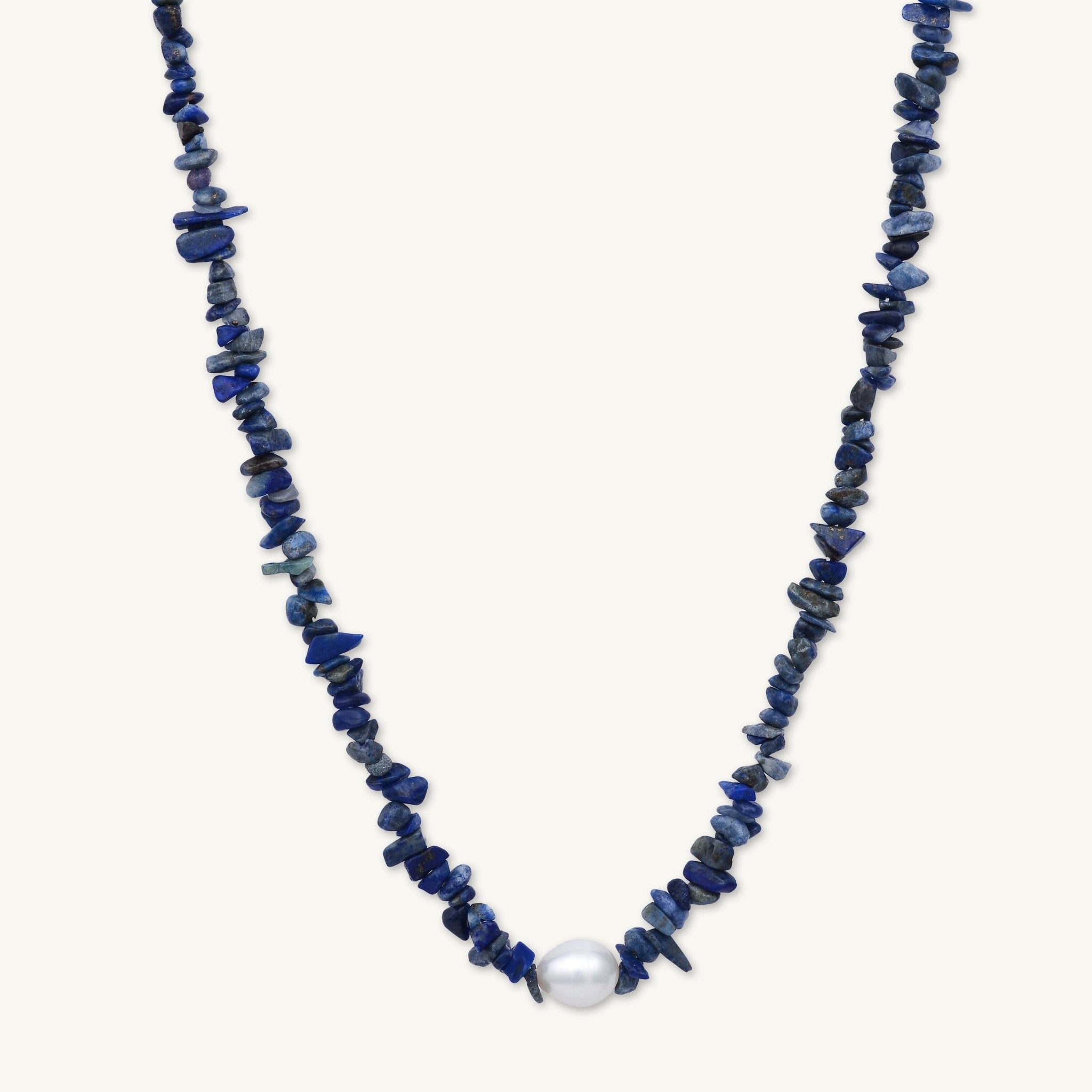 Lapis Stone Pearl Necklace - Camile & Stone