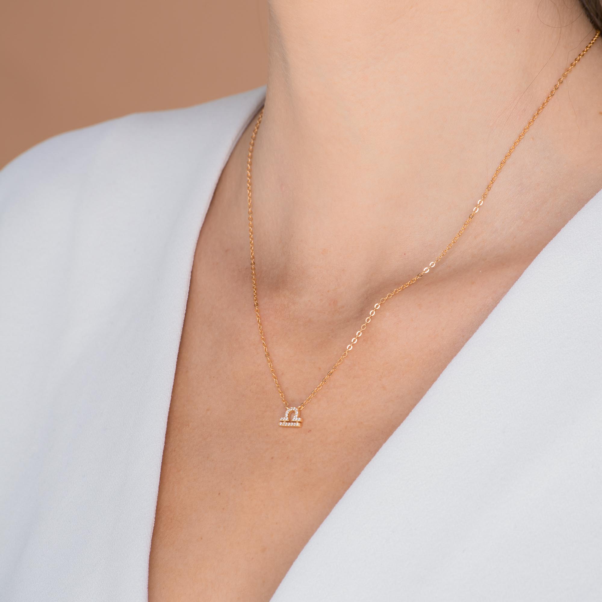 Libra Sapphire Charm Zodiac Star Sign Necklace - Camile & Stone