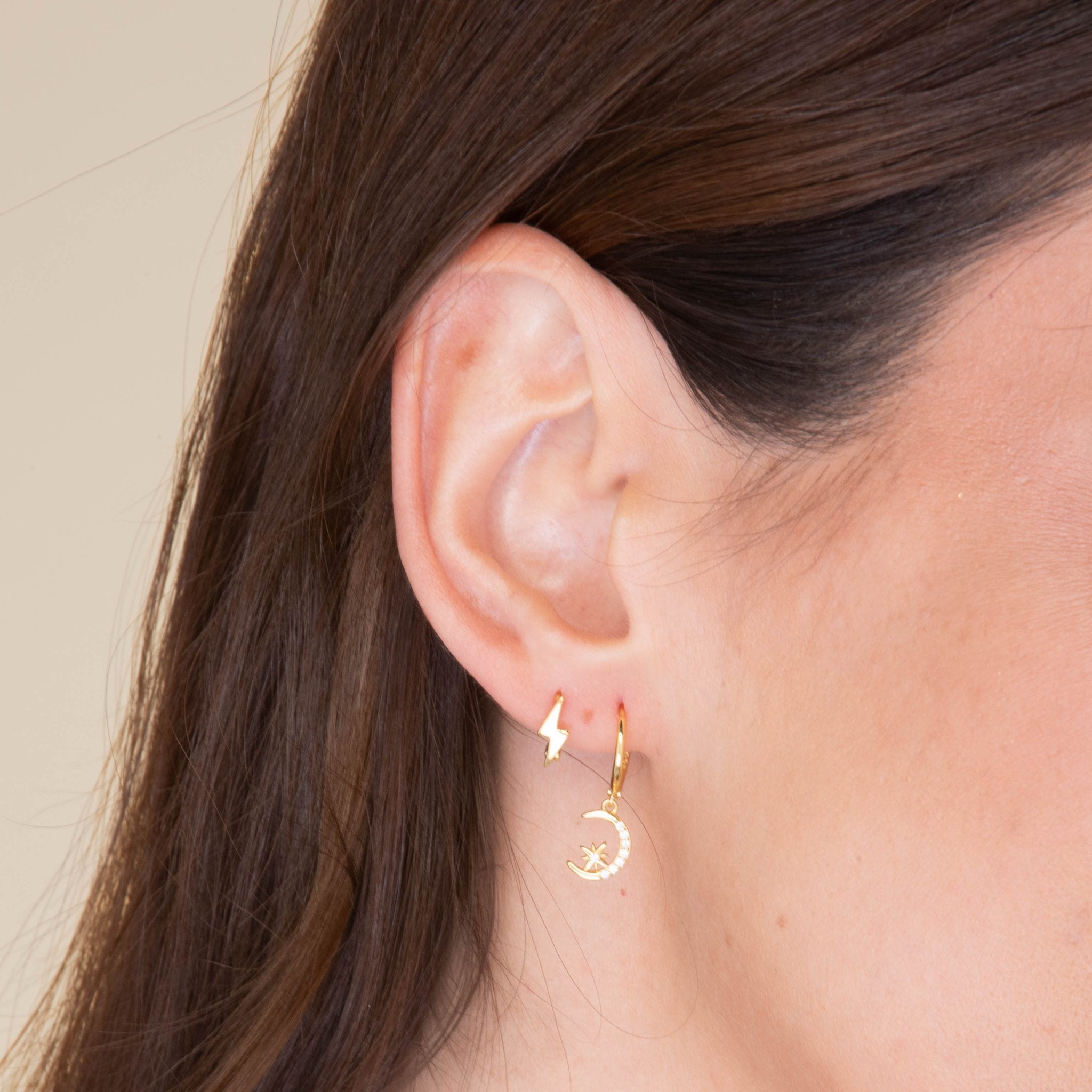 Lightning Bolt Huggie Hoops - Camile & Stone