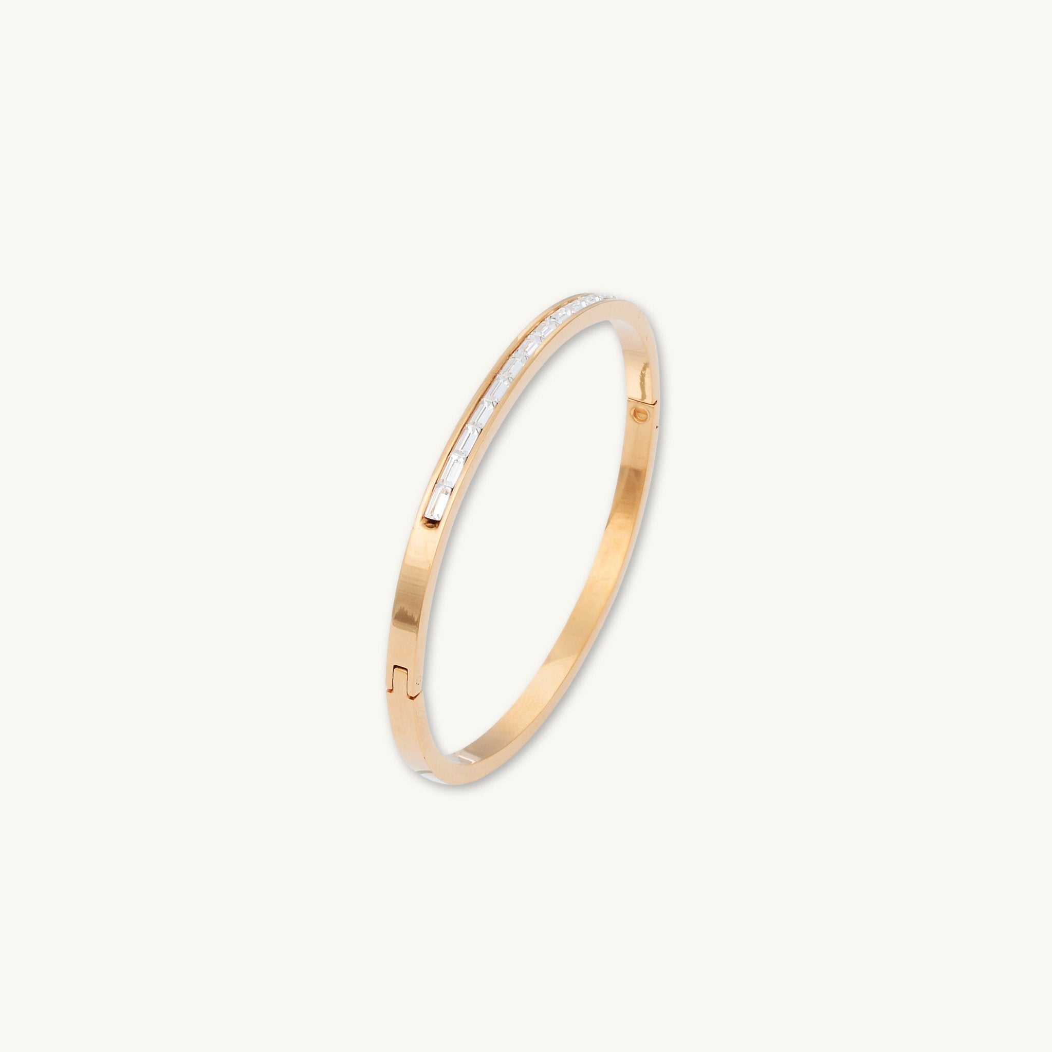 Linear Baguette Hinged Bangle Bracelet - Camile & Stone