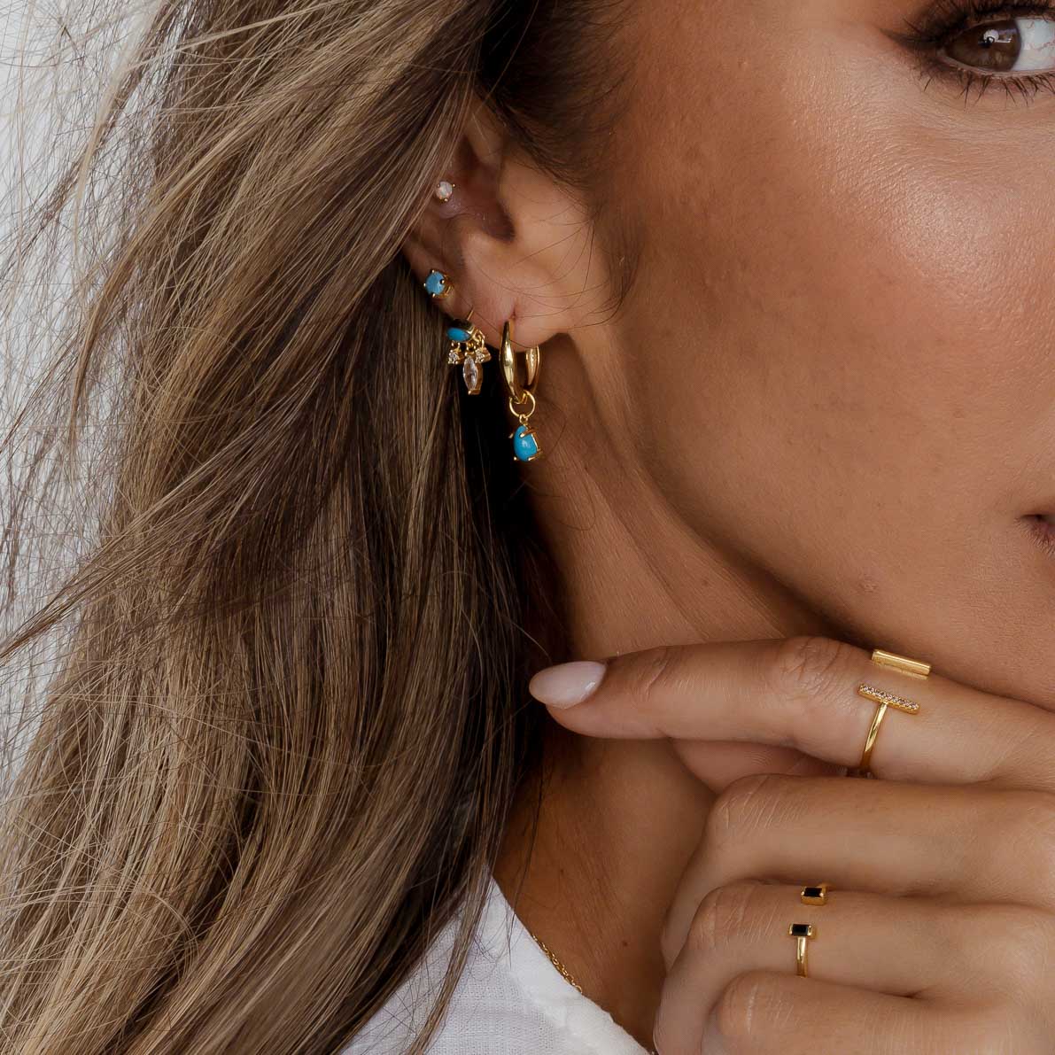 Linear Bar Zirconia Open Ring - Camile & Stone