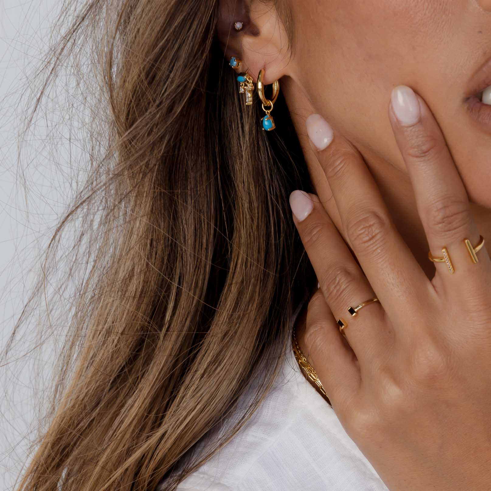 Linear Bar Zirconia Open Ring - Camile & Stone